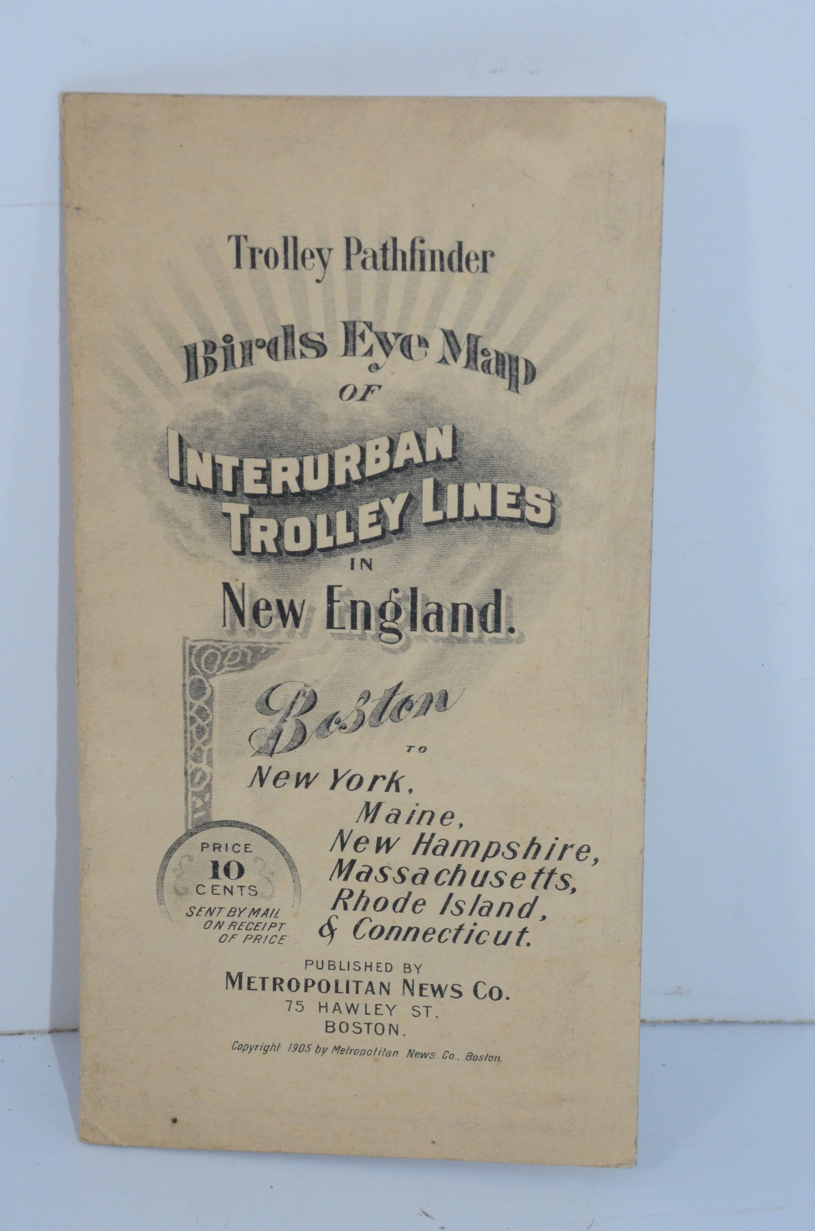 Pathfinder Birds Eye Map of Interurban Trolley Lines in New England-1905 (1 of 3)
