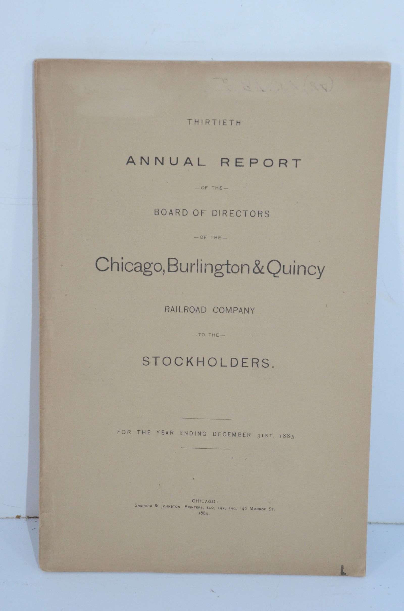Chicago Burlington and Quincy RR 1883 30th Annual Report (1 of 1)