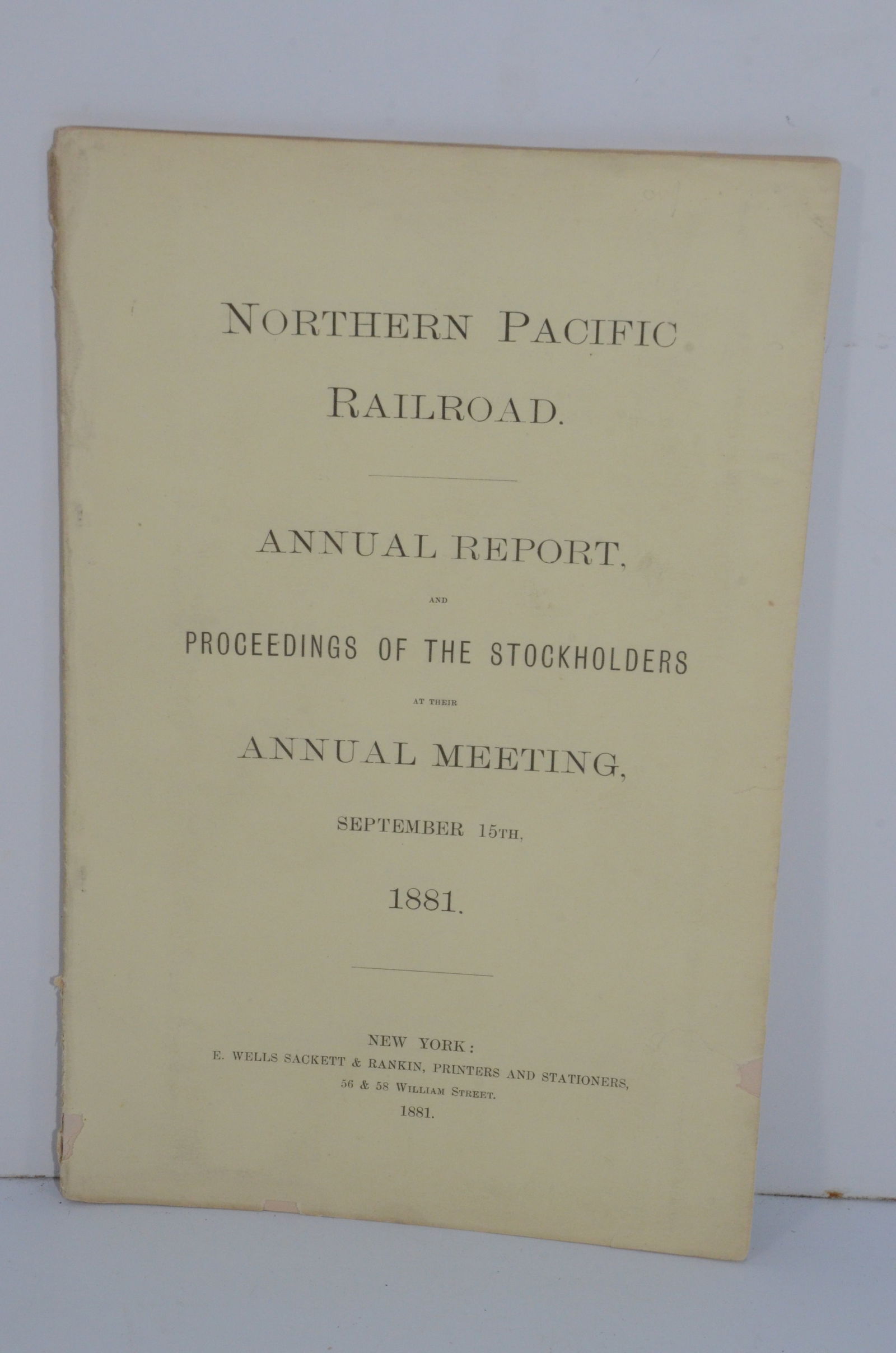 Northern Pacific RY 1881 Annual Report (1 of 5)