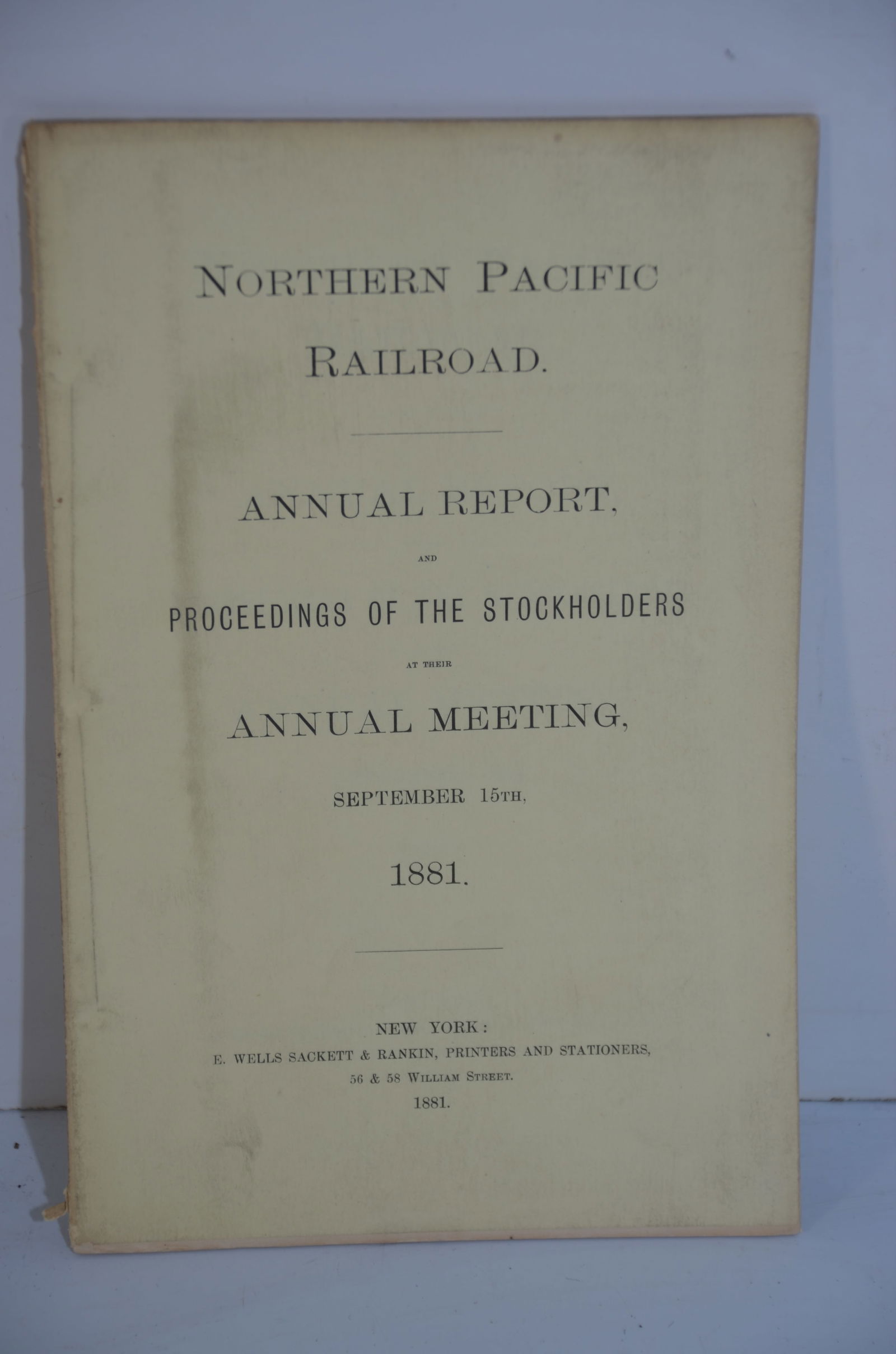 Northern Pacific RR 17th Annual Report-Version 2-September 15, 1881 (1 of 5)