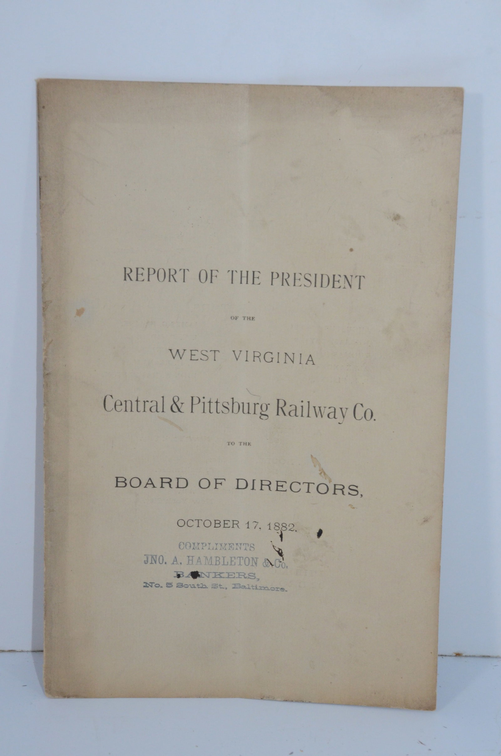 West Virginia Central and Pittsburg Railway Annual Report-1882 (1 of 7)