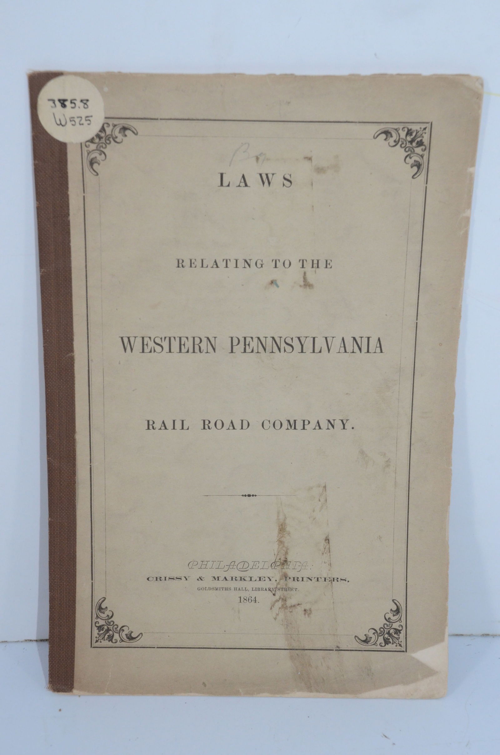 Western Pennsylvania RR Laws-1864 (1 of 2)