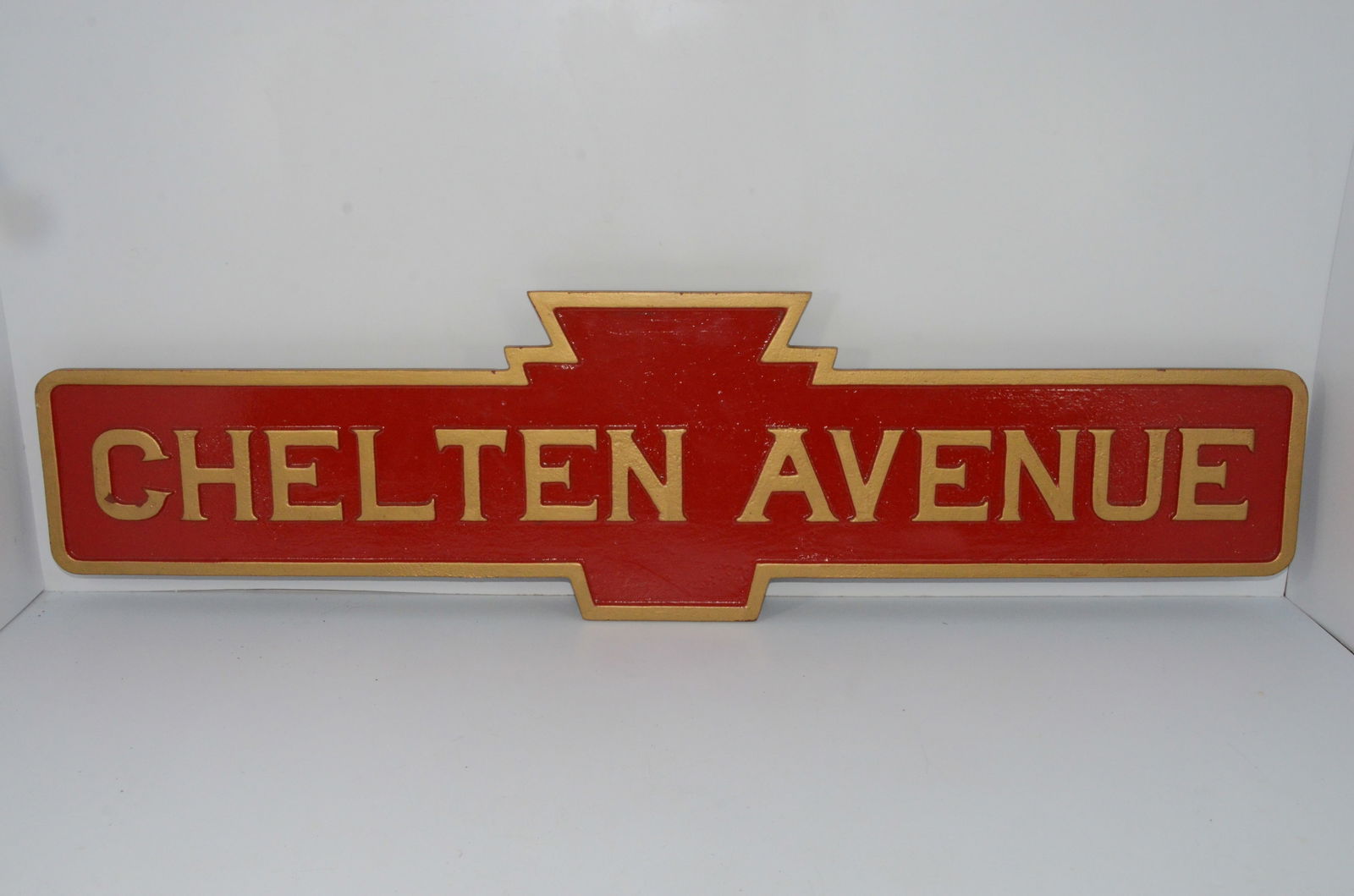Pennsylvania RR CHELTEN AVENUE Depot Cast Iron Approach Sign (1 of 5)