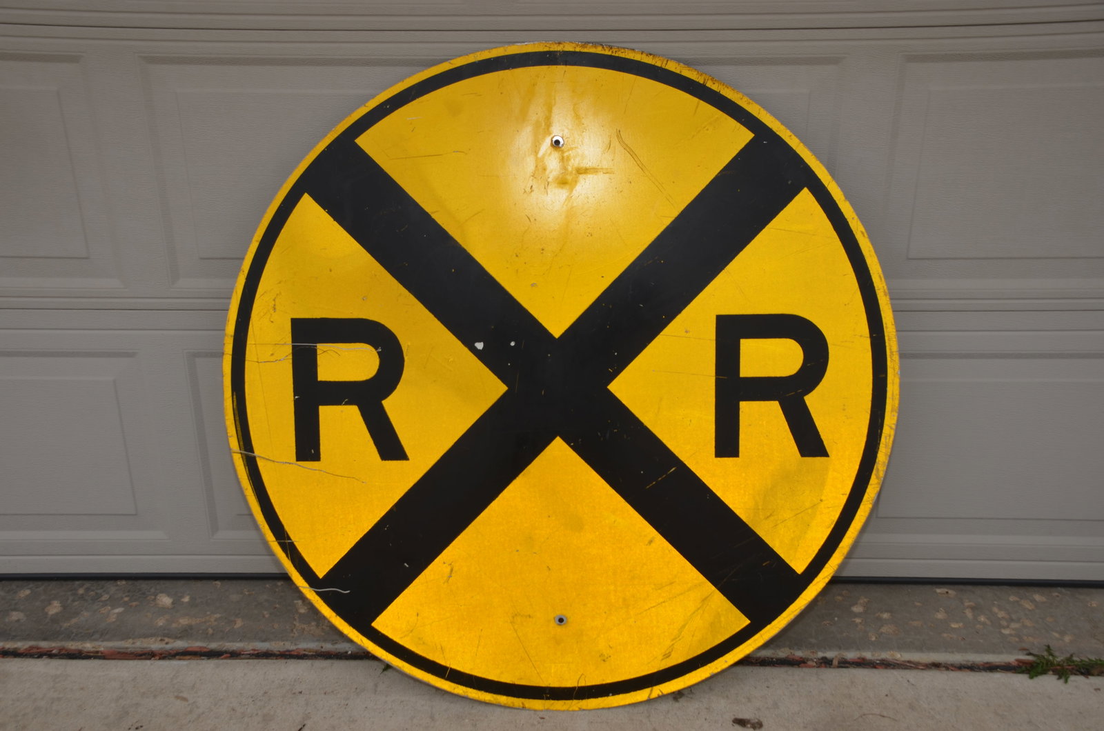 Round Modern Railroad Crossing Reflective Sign (1 of 2)