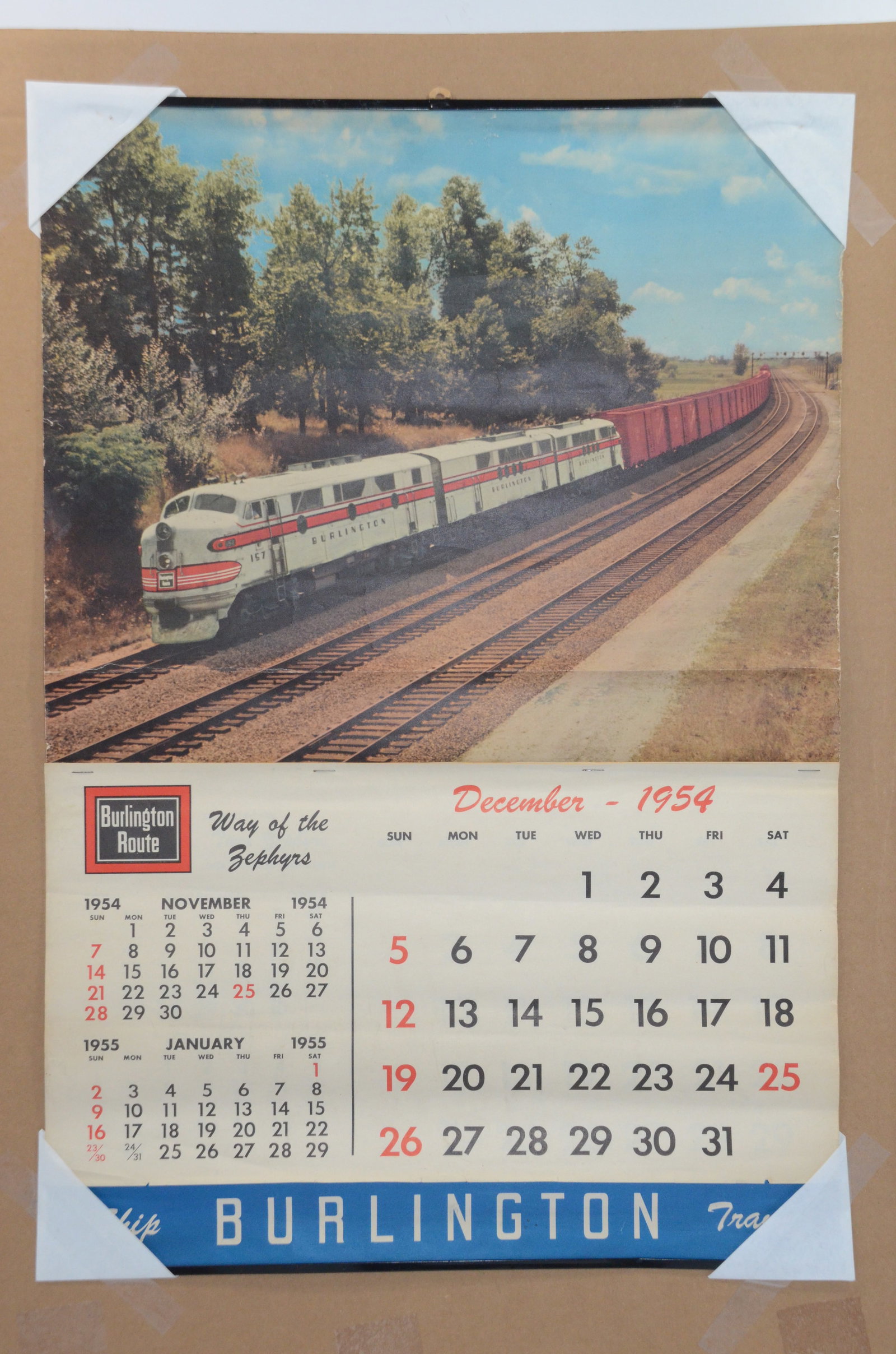 Chicago Burlington and Quincy RR 1955 Calendar (1 of 1)