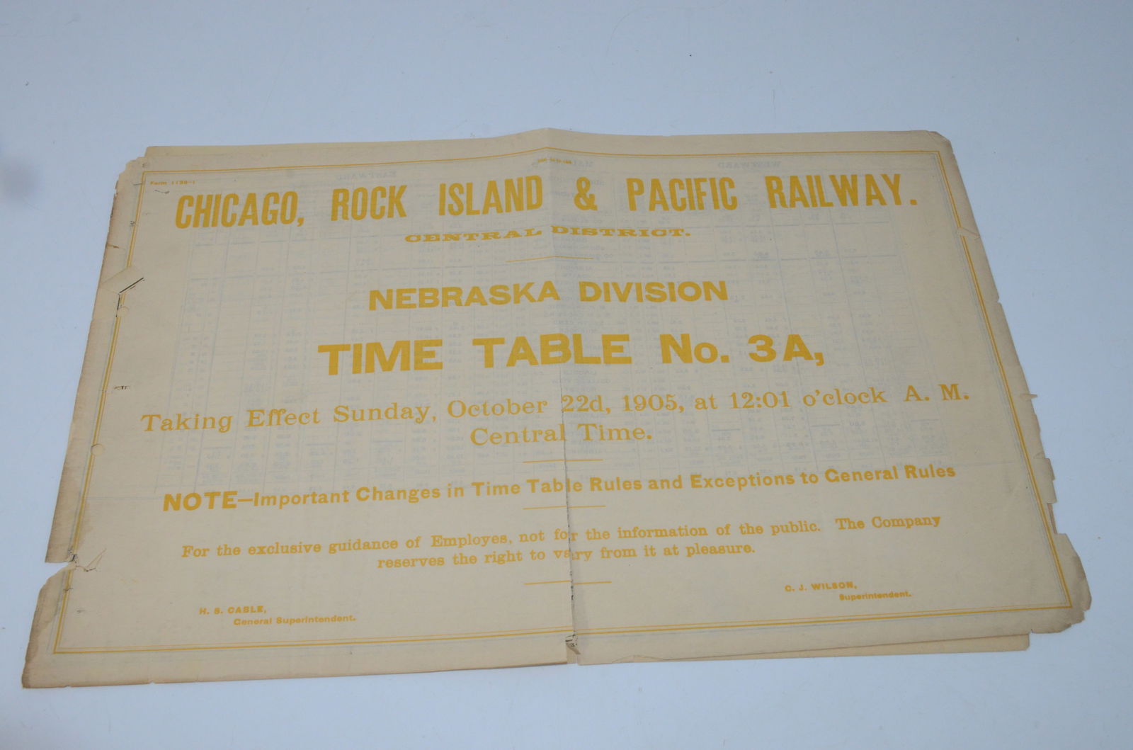 Chicago Rock Island and Pacific RR Employee Timetable #3A, 10/22/1905 (1 of 3)