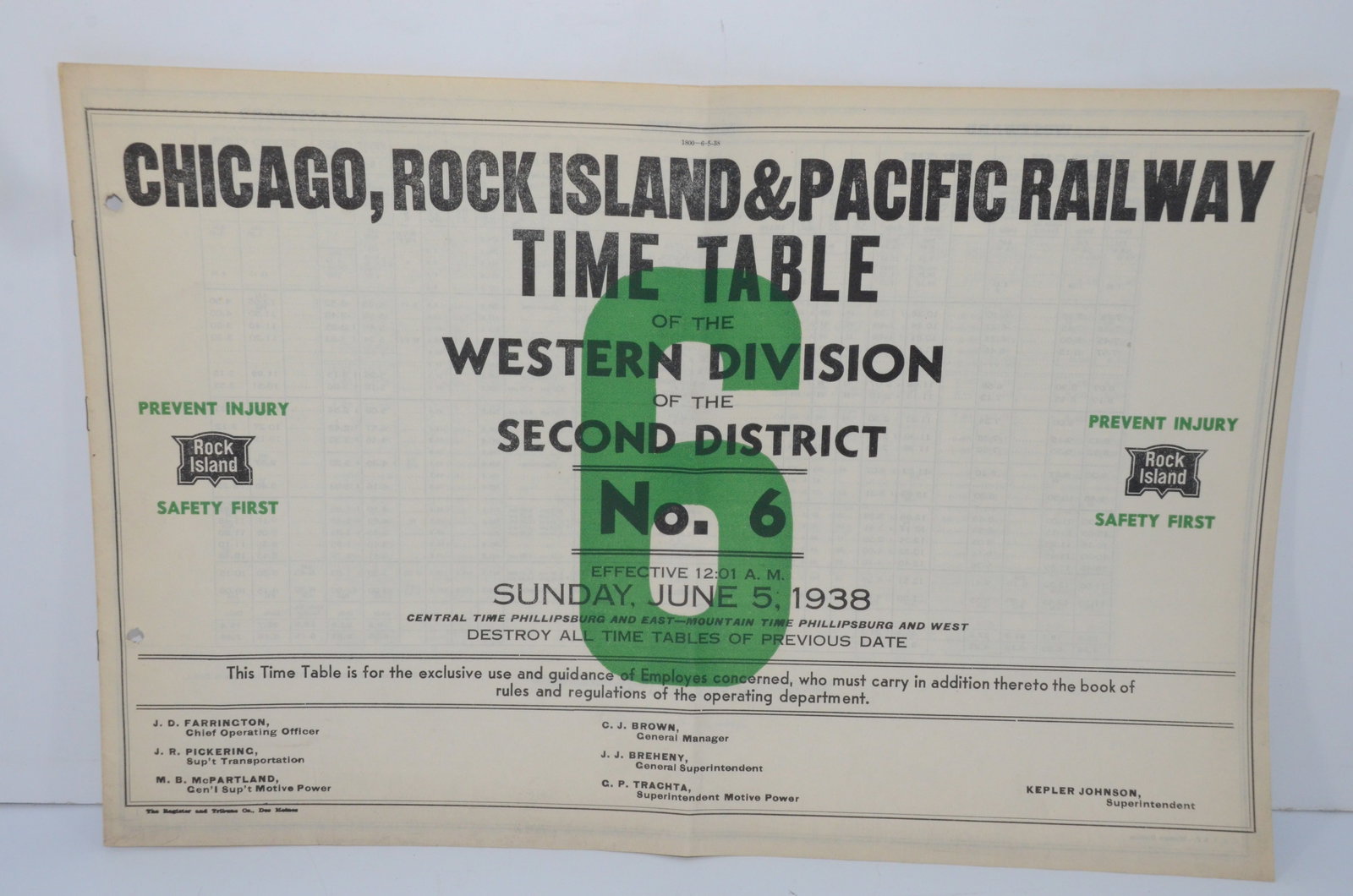 Chicago Rock Island and Pacific RY Employee Timetable #6-6/5/1938 (1 of 3)