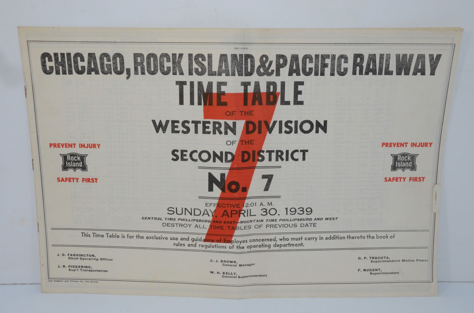 Chicago Rock Island and Pacific RY Employee Timetable #7-4/30/1939 (1 of 3)