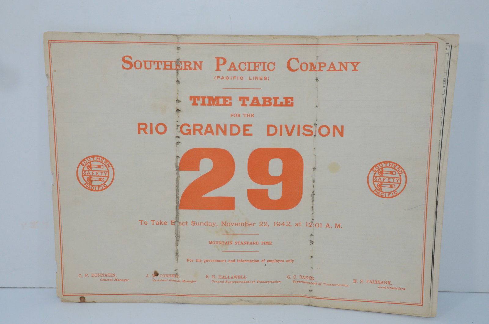 Southern Pacific RR Employee Timetable #29-11/22/1942-Rio Grande Division (1 of 3)