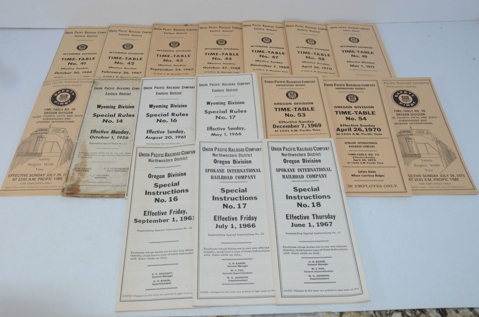 Union Pacific RR 17 Wyoming and Oregon Division Employee Timetables (1 of 1)