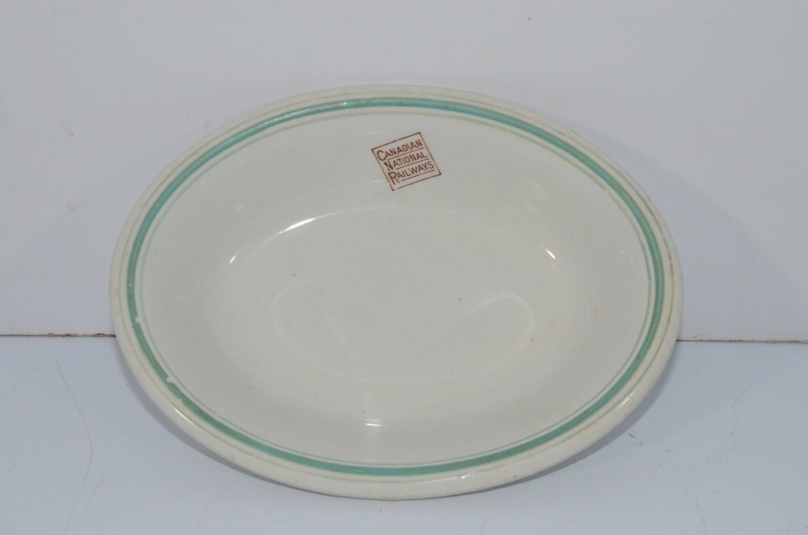 Canadian National RY Truro Pattern Oval Bowl: This is a Canadian National Railway Truro pattern oval bowl. Measures 6.5 inches by 5 inches. Nice used condition with no chips or cracks. Backstamped VITRIFIED HOTEL WARE WOOD & SONS LTD BURSLEM ENGL