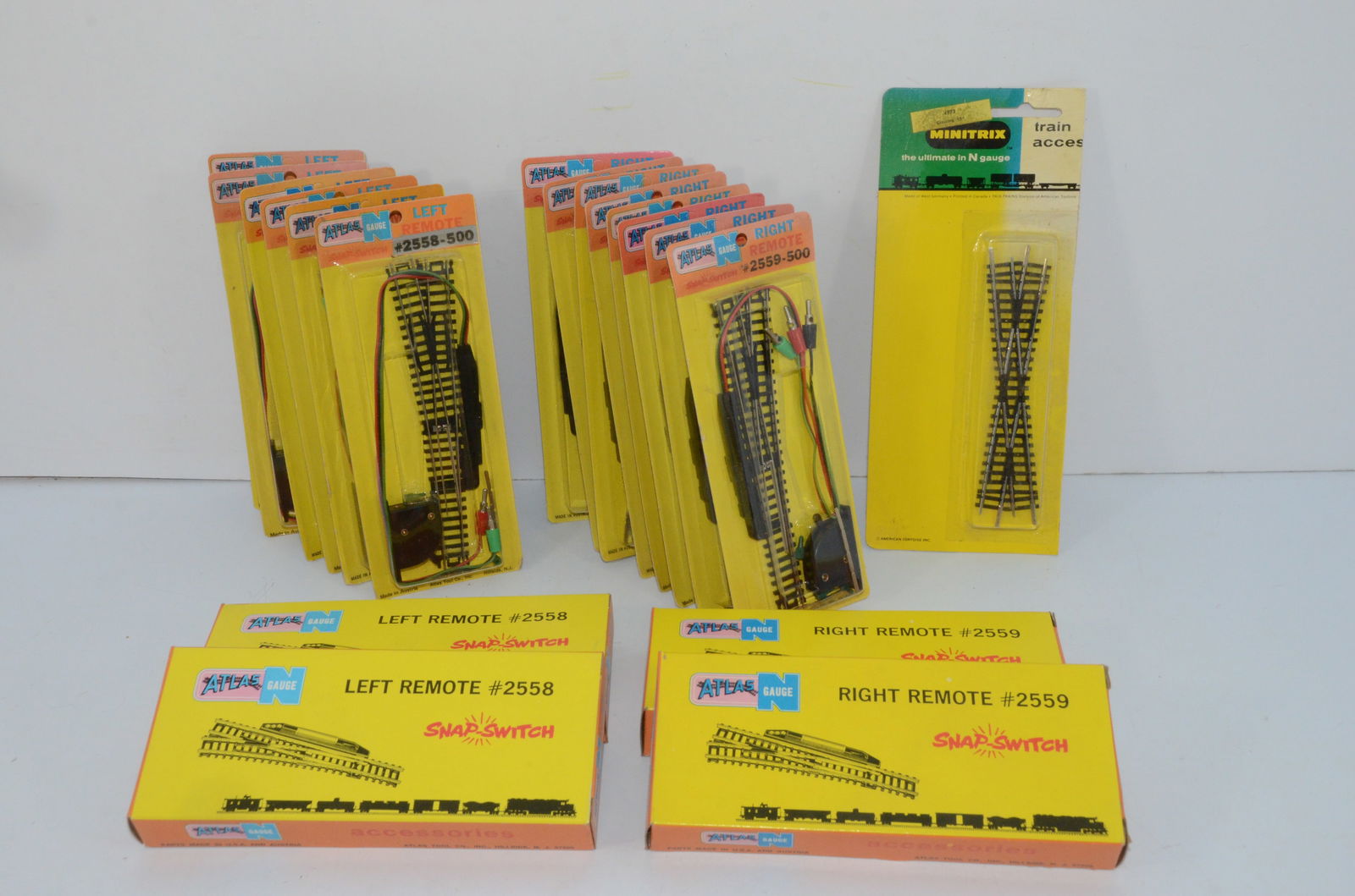 18 N Scale Switches/Turnouts-Atlas; One Minitrix Crossing-New in Box (1 of 3)