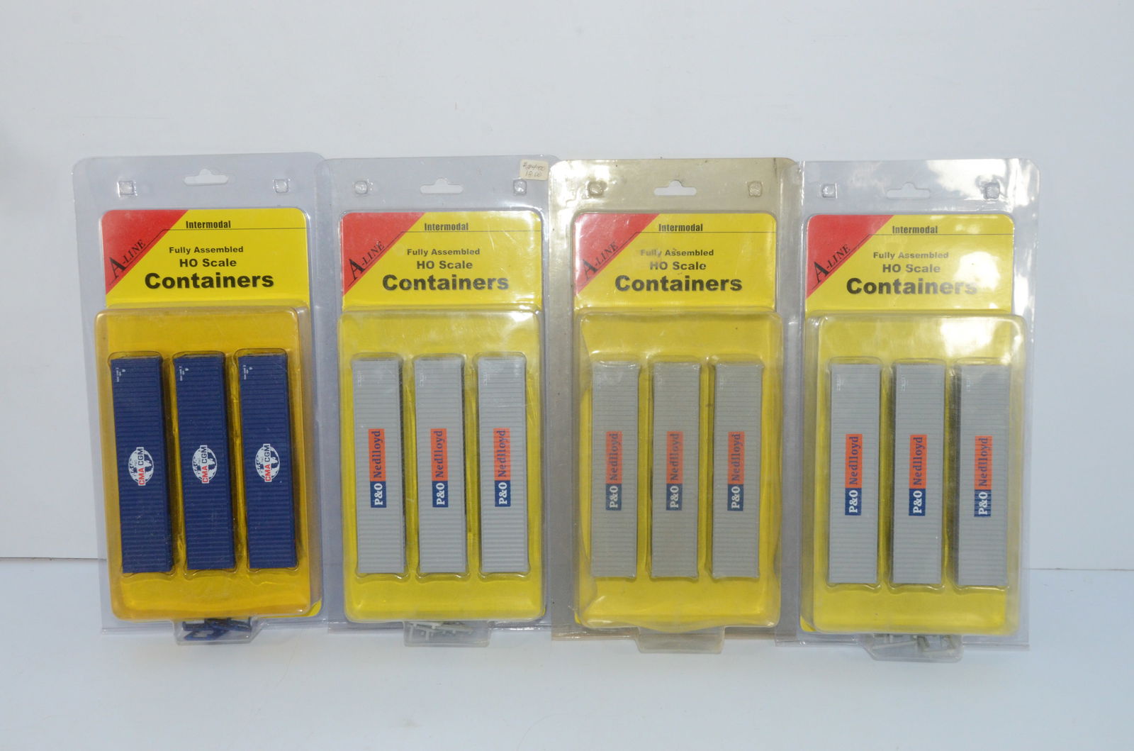 Four 3-Packs of A-Line/Intermountain HO Scale 40 Foot Containers-New in Box (1 of 3)