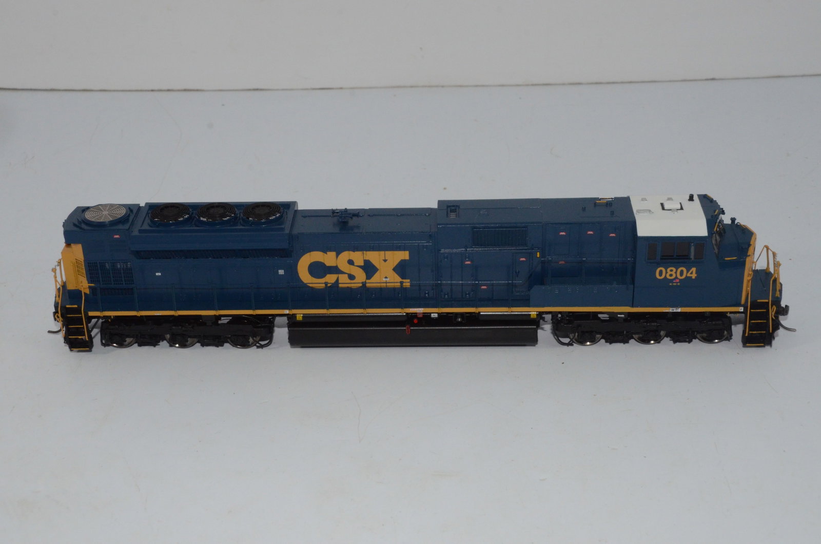 CSX RR SD80MAC Diesel Locomotive-Overland Brass Models-HO Scale: This is a CSX Railroad SD80MAC brass diesel locomotive #804 in HO scale. Made by Ajin Precision in Korea and distributed by Overland Brass Models. New in the original box with replacement foam. Tested