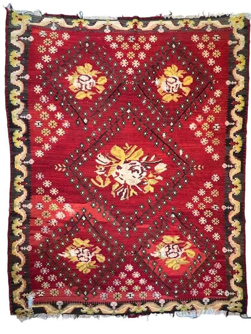 Antique Attractive Large Sarkoy Kilim Wool on Wool foundation Late 19th Century (1 of 4)