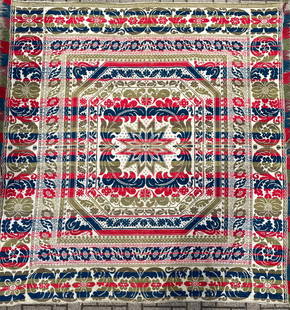 Large Antique American Jacquard Blanket Weave Early 19th Century: Large Antique American Jacquard Blanket Weave. Cotton. Early 19th Century. Size: 223 cms x 224 cms ( 88 ins x 87 ins ). FREE PACKING AND SHIPPING UK/Worldwide for any quantity of Sold items listed on