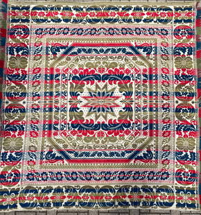 Large Antique American Jacquard Blanket Weave Early 19th Century: Large Antique American Jacquard Blanket Weave. Cotton. Early 19th Century. Size: 223 cms x 224 cms ( 88 ins x 87 ins ). FREE PACKING AND SHIPPING UK/Worldwide for any quantity of Sold items listed on