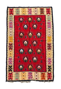 Antique Bulgarian Kilim Circa 1920: Antique Bulgarian Kilim Circa 1920. Size: 166 cms x 105 cms ( 42 ins x 65 ins ). FREE PACKING AND SHIPPING UK/Worldwide for any quantity of Sold items listed on an invoice with a Hammer Price Total (e