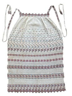 Antique Rare Ottoman Greek Islands Embroidered Apron With Ties Circa 1880: Antique Rare Ottoman Greek Islands Embroidered Apron With Ties Circa 1880. Size: 94 cms x 66 cms ( 37 ins x 26 ins ). This lot is part of a family heirloom collection of Dr Hassan Y K Ghaly in Saudi A