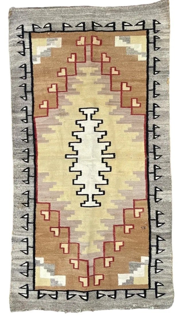 Antique Navajo Rug Blanket, Wool On Wool Foundation, Circa 1920 (1 of 5)