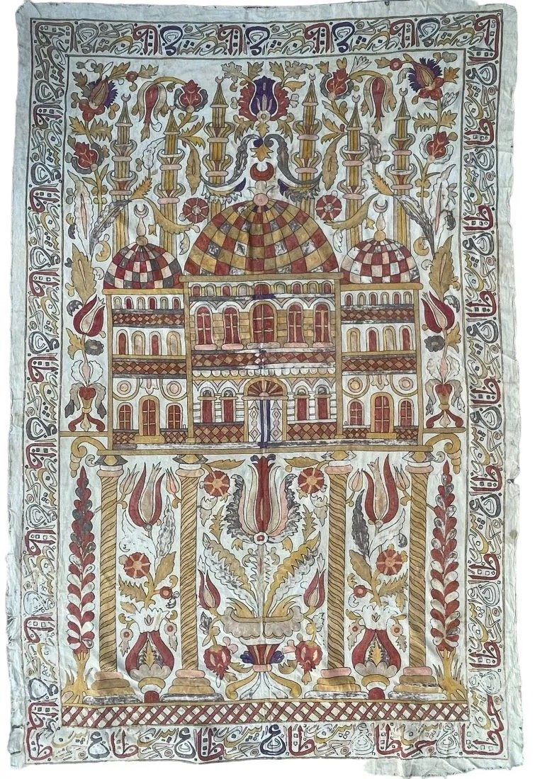 Extremely Large Antique Ottoman Turkish Silk Embroidery Suzani of Blue Mosque, Circa 1880 (1 of 13)