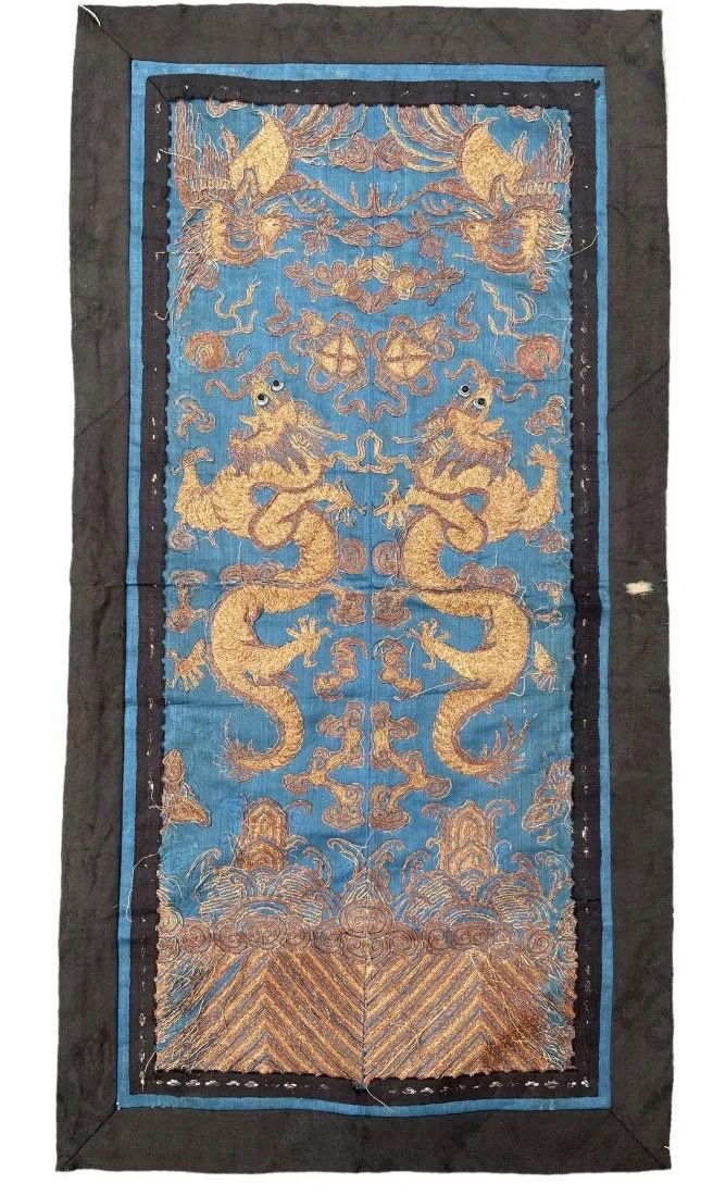 Antique Chinese Silk and Metallic Thread Embroidery, with Dragon motifs, Late 19th Century (1 of 5)