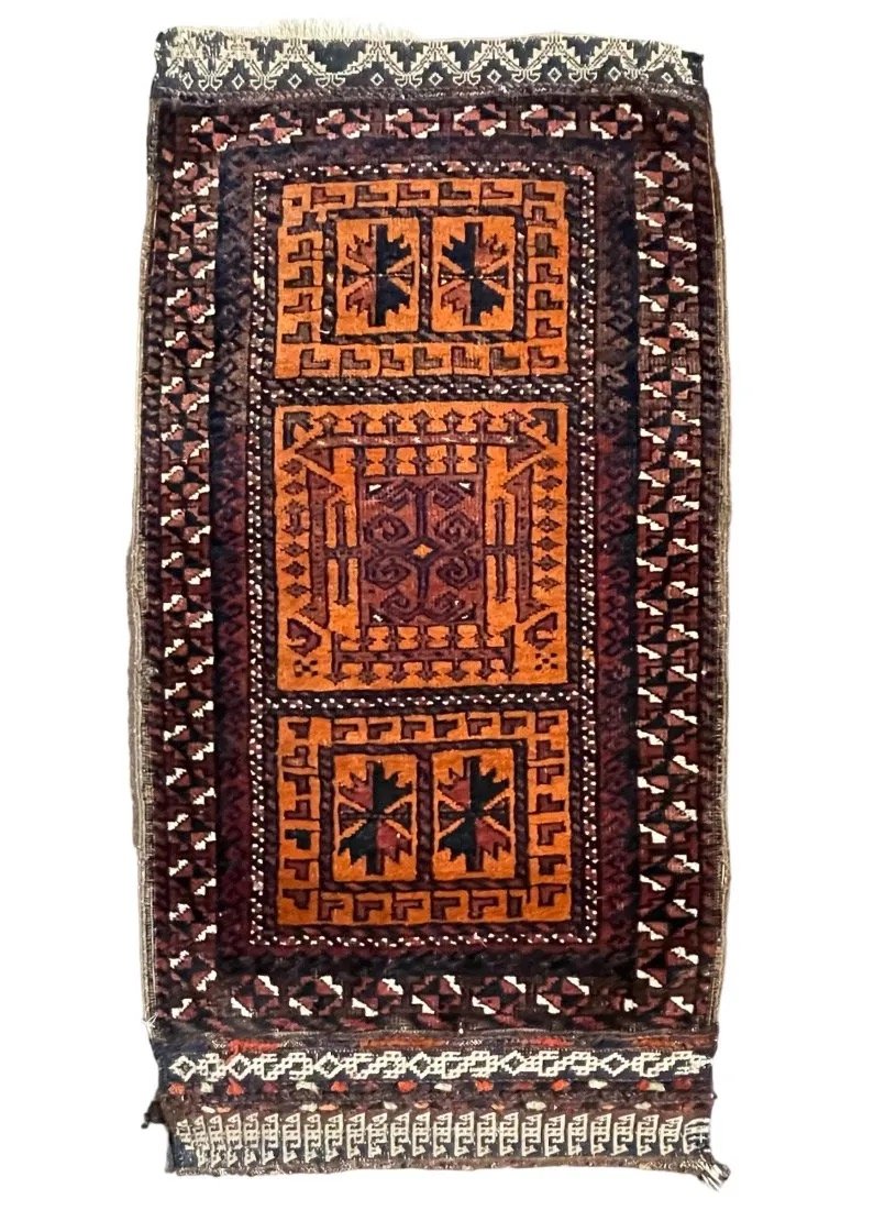 Antique Baluch Balishti (Cushion Cover) With Saffron Yellow Ground and Silk Highlights (1 of 6)