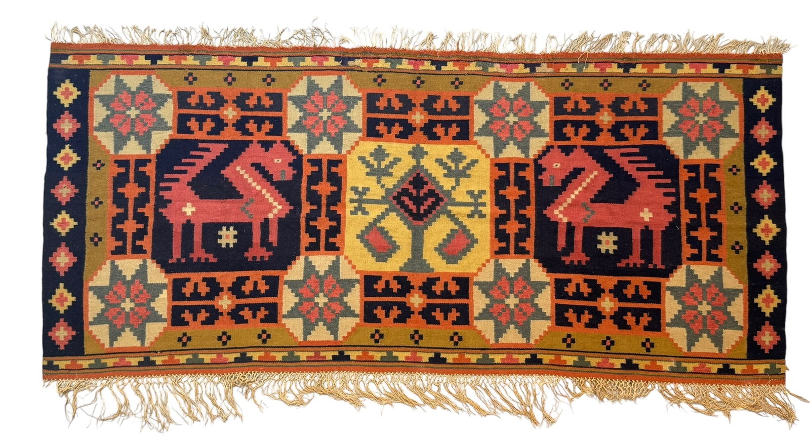Antique Swedish Rolkan Tapestry / Small Rug Wool on Cotton Foundation - Mid 19th century (1 of 5)