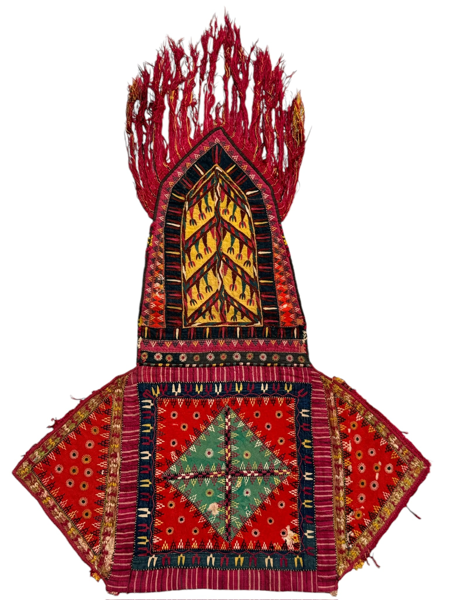 Early Very Rare Tekke Turkmen Camel Head Cover In Silk Wool And Cotton - 19th Century (1 of 12)