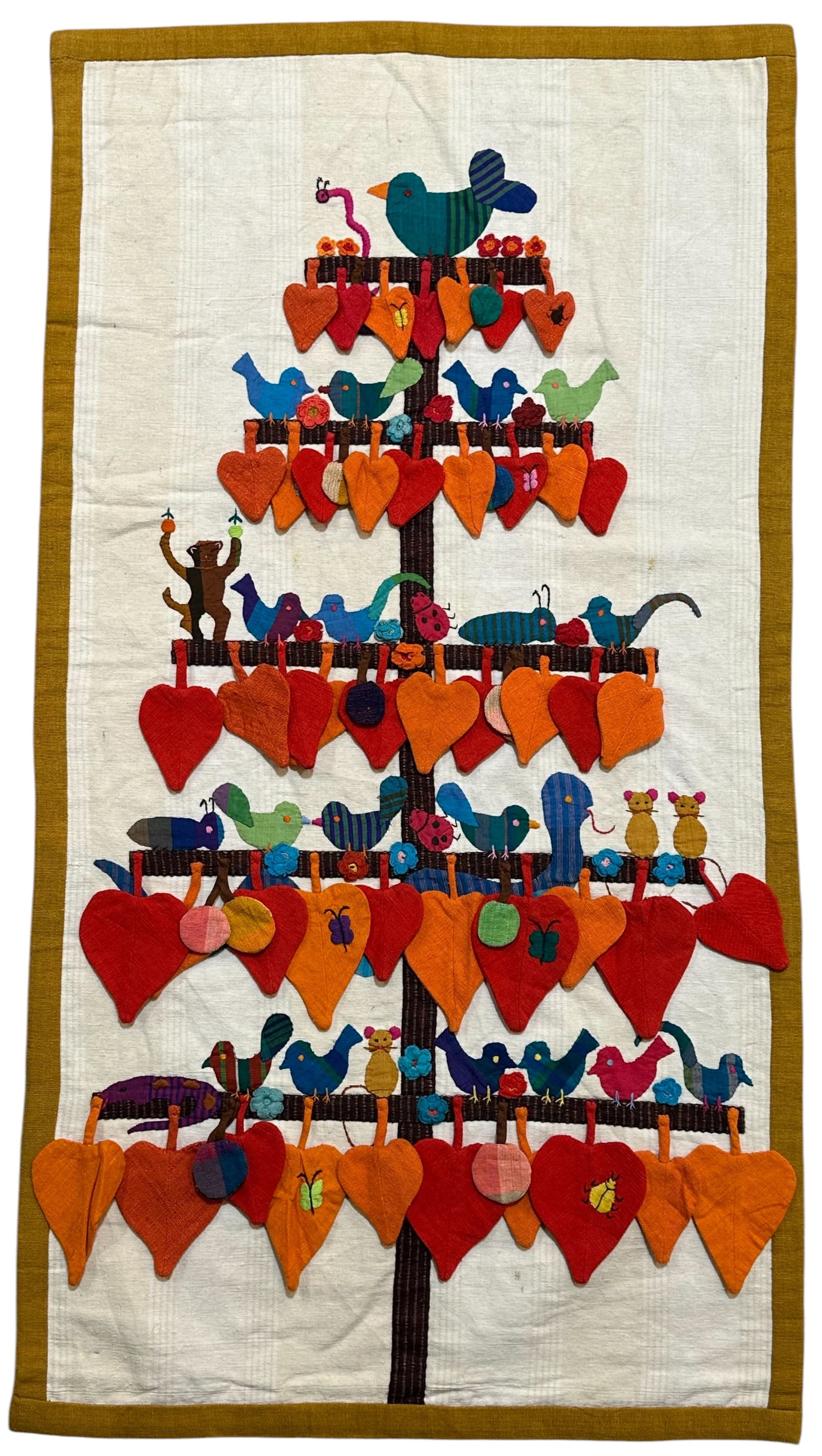 Vintage Sri Lankan Tree of Life Design By Bardra Samsom: Vintage Srilankan Tree of Life Wall Hanging Textile. Design by Bardra Samsom. Cotton On Cotton Foundation. Size: 111 cms x 60 cms (43 ins x 23 ins). FREE PACKING AND SHIPPING UK/Worldwide for any quan