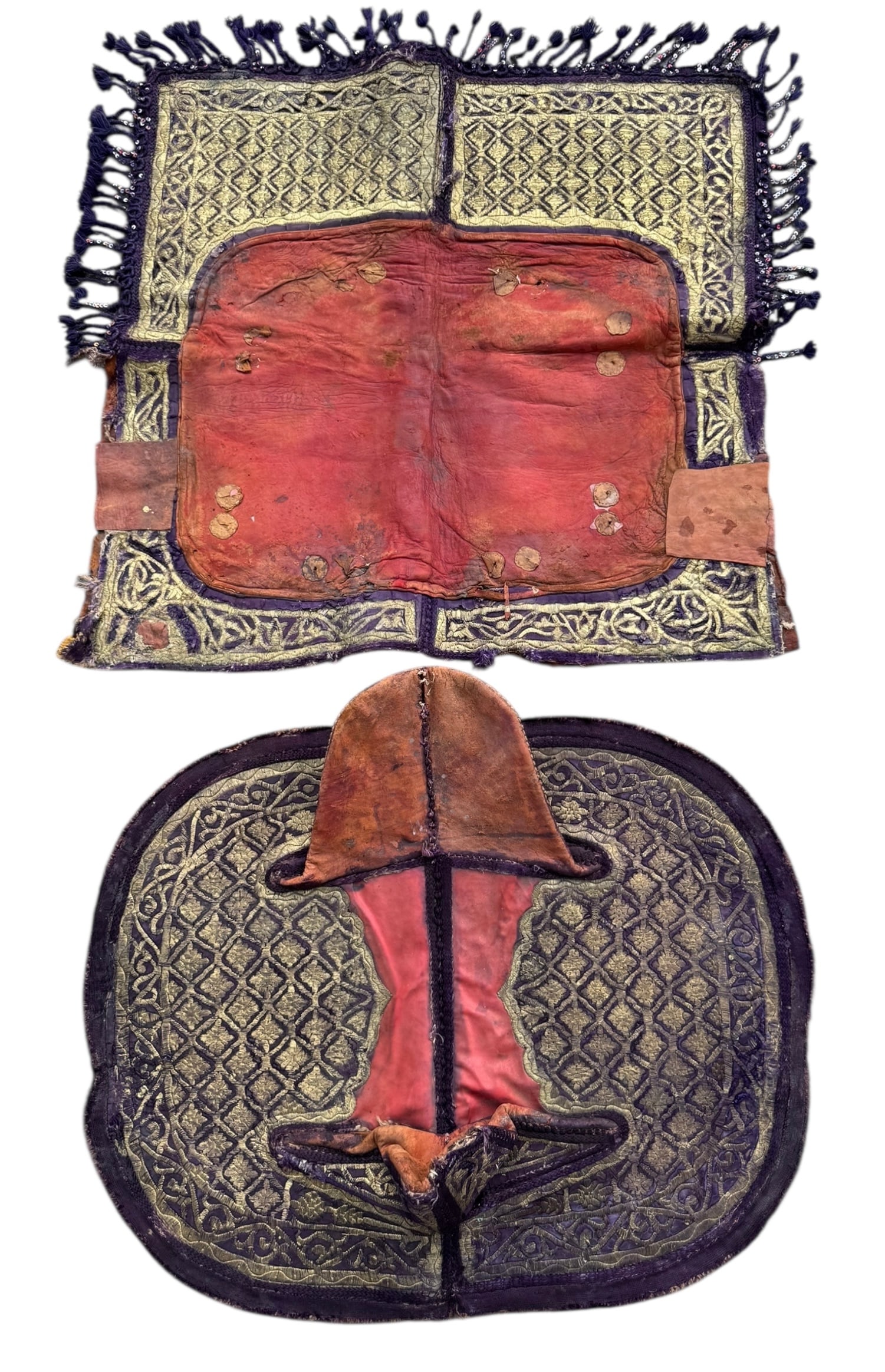 Antique Rare Ceremonial Middle East Leather Horse Saddle Gold Embroidery, Circa 1880 (1 of 3)