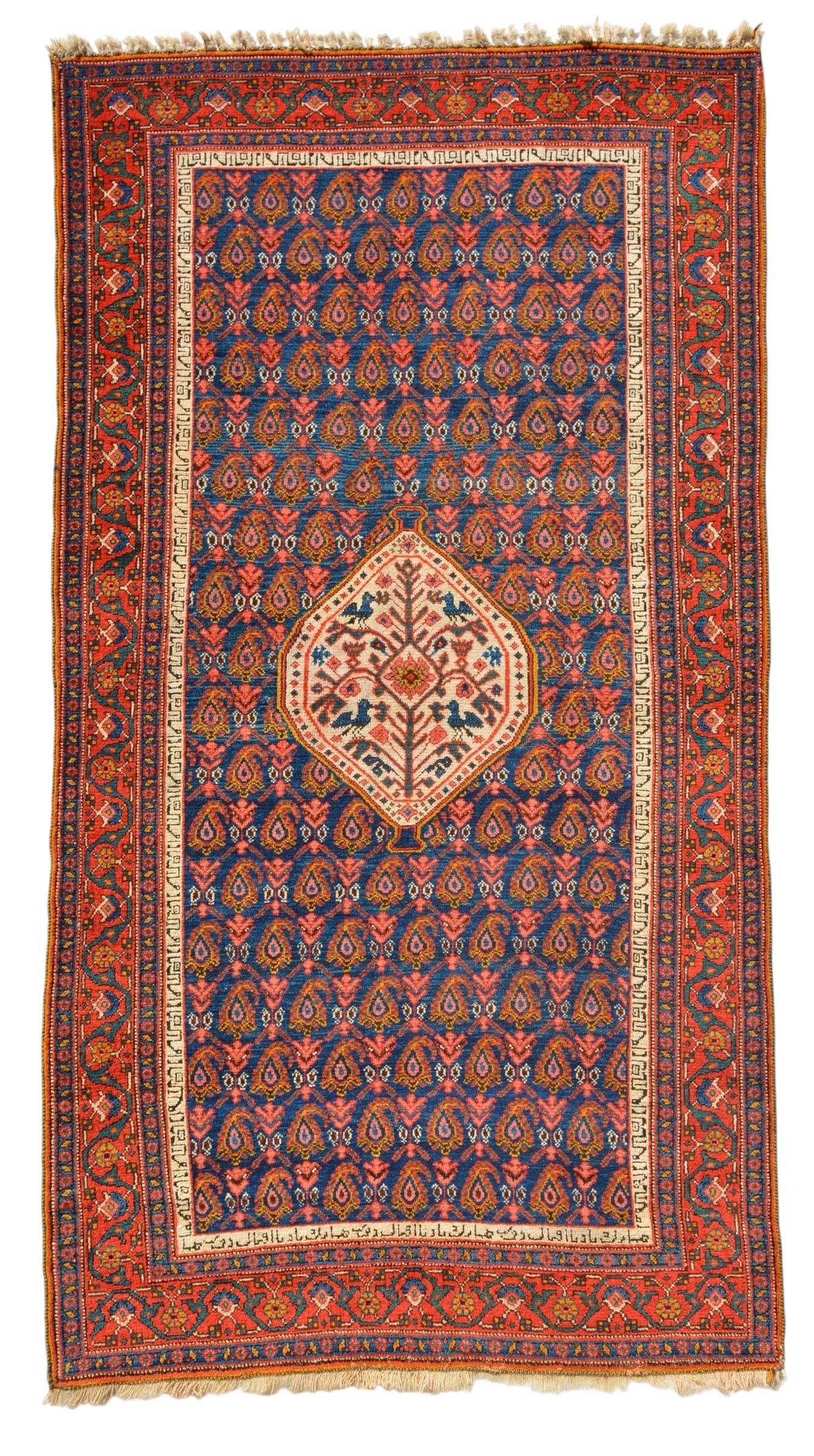Antique Decorative Kurdish Sanneh Rug Wool On Wool Foundation Circa 1880