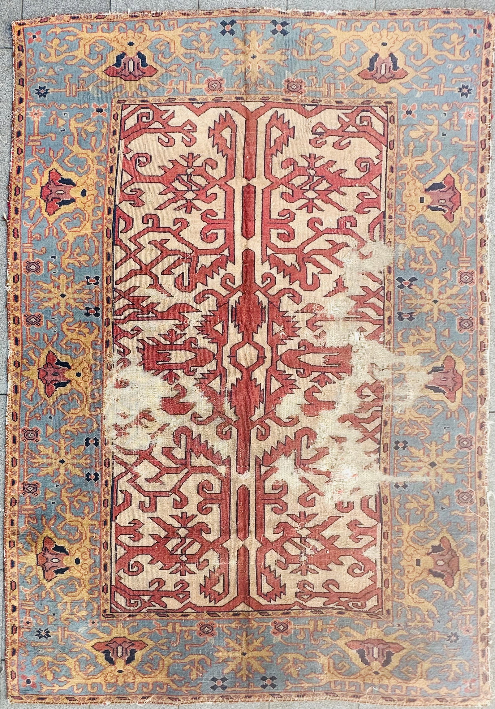 Antique Rare 19th Century Ottoman Lotto Izmir Rug Wool on Wool Foundation: Antique Rare 19th Century Ottoman Lotto Izmir Rug Wool on Wool Foundation. size: 236 cmx 162 cm (64 ins x 93 ins). TORG AUCTIONS offers bespoke packing and international and domestic shipping logistic
