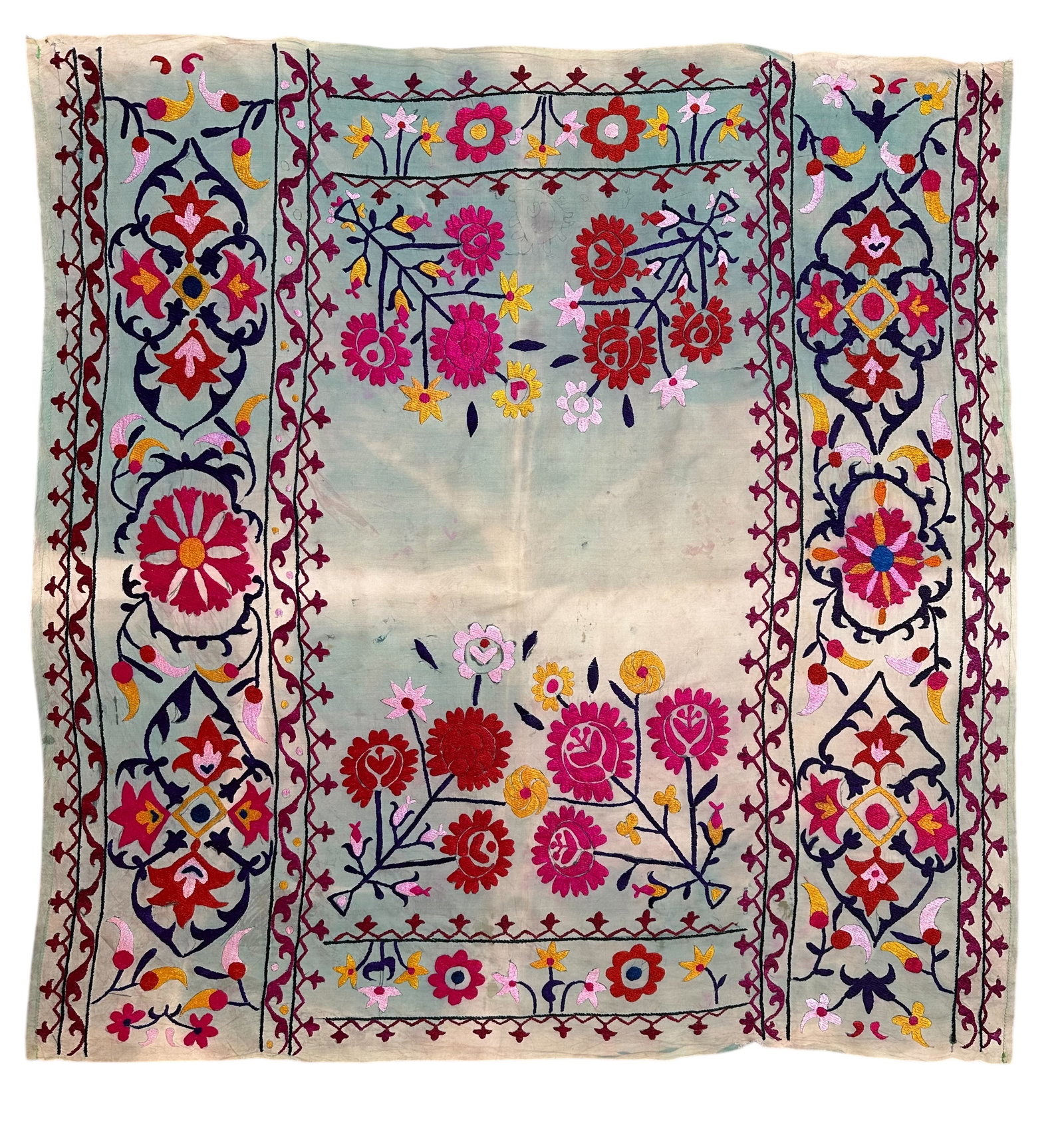 Antique Silk On Silk Suzani Embroidery Circa 1910 (1 of 3)