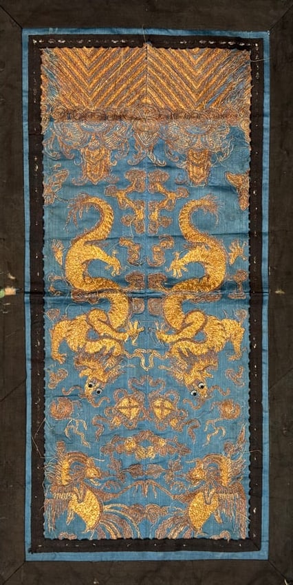 Antique Chinese Silk and Metallic Thread Embroidery, with Dragon motifs, Late 19th Century (1 of 4)