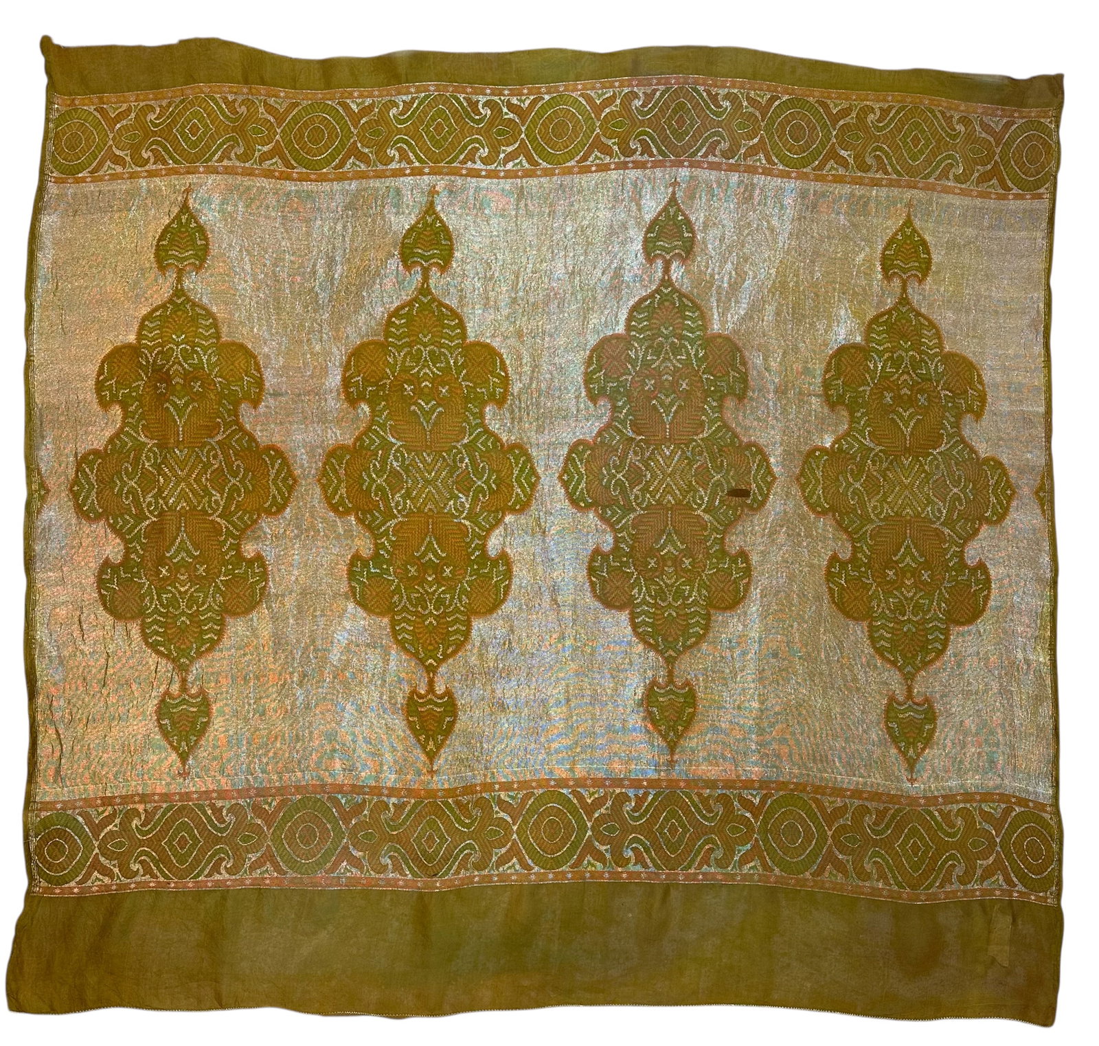 Rare Antique Syrian Damascene Textile Panel Silk And Metal Thread Circa 1890: Rare Antique Syrian Damascene Textile Panel Silk And Metal Thread Circa 1890. Size 109 cmd x 104 cmd (43 ins x 41 ins). TORG AUCTIONS offers bespoke packing and international and domestic shipping log
