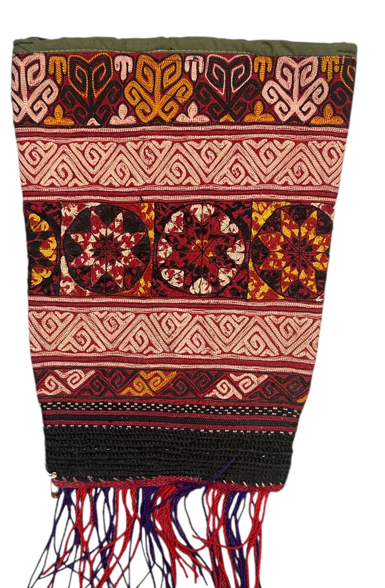 Antique Turkmen Tekke Tribe Fine Silk Embroidered Chirpy Costume Fragment Circa 1900 (1 of 7)