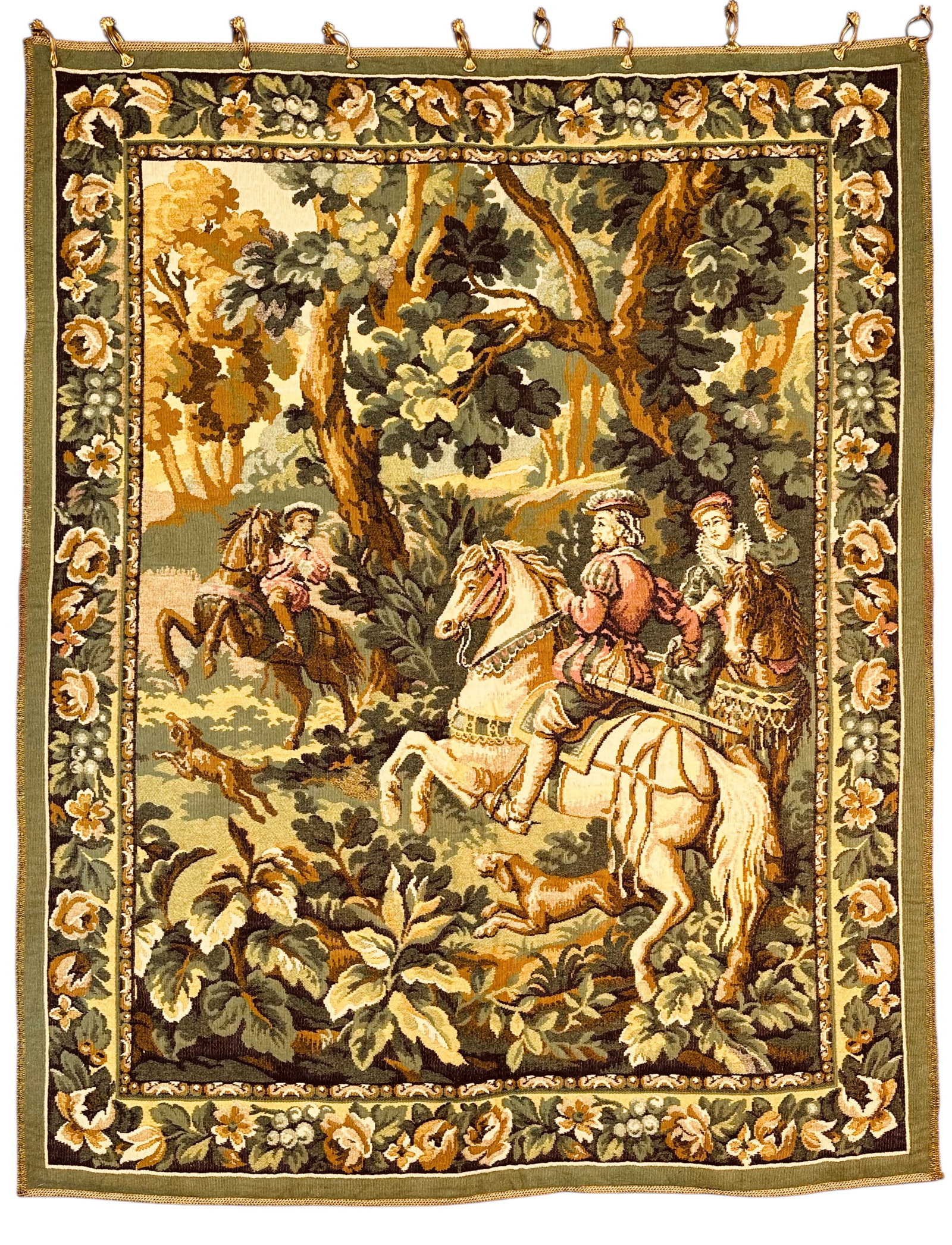 Antique Large Pictorial Tapestry Wall Hanging Wool On Cotton Circa 1900 (1 of 3)