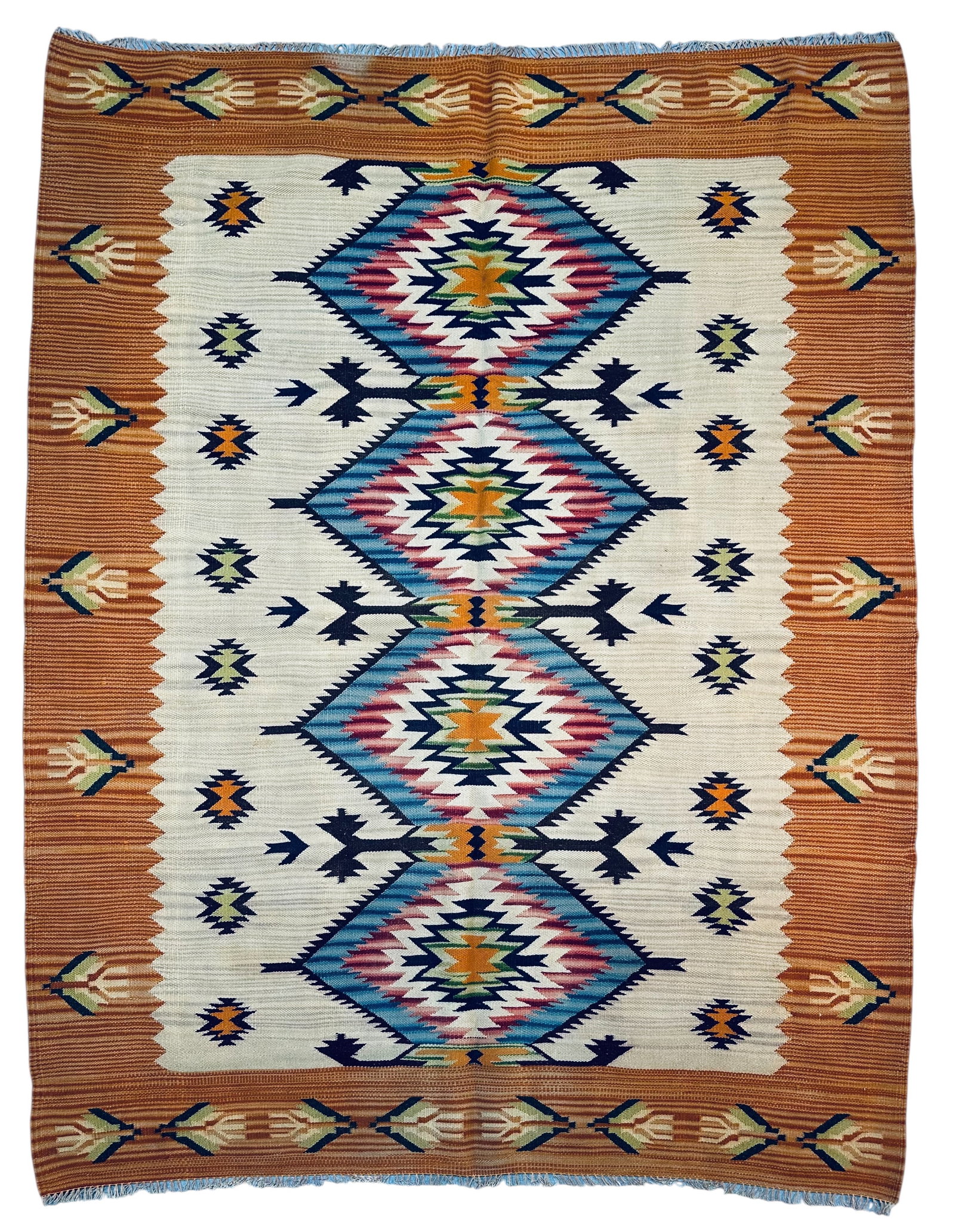 Antique Large Swedish Kilim Wool On Cotton Foundation Circa 1920: Antique Large Swedish Kilim Wool On Cotton Foundation Circa 1920. Size 186 cm x 149 cm (73 ins x 58 ins). TORG AUCTIONS offers bespoke packing and international and domestic shipping logistics for sol