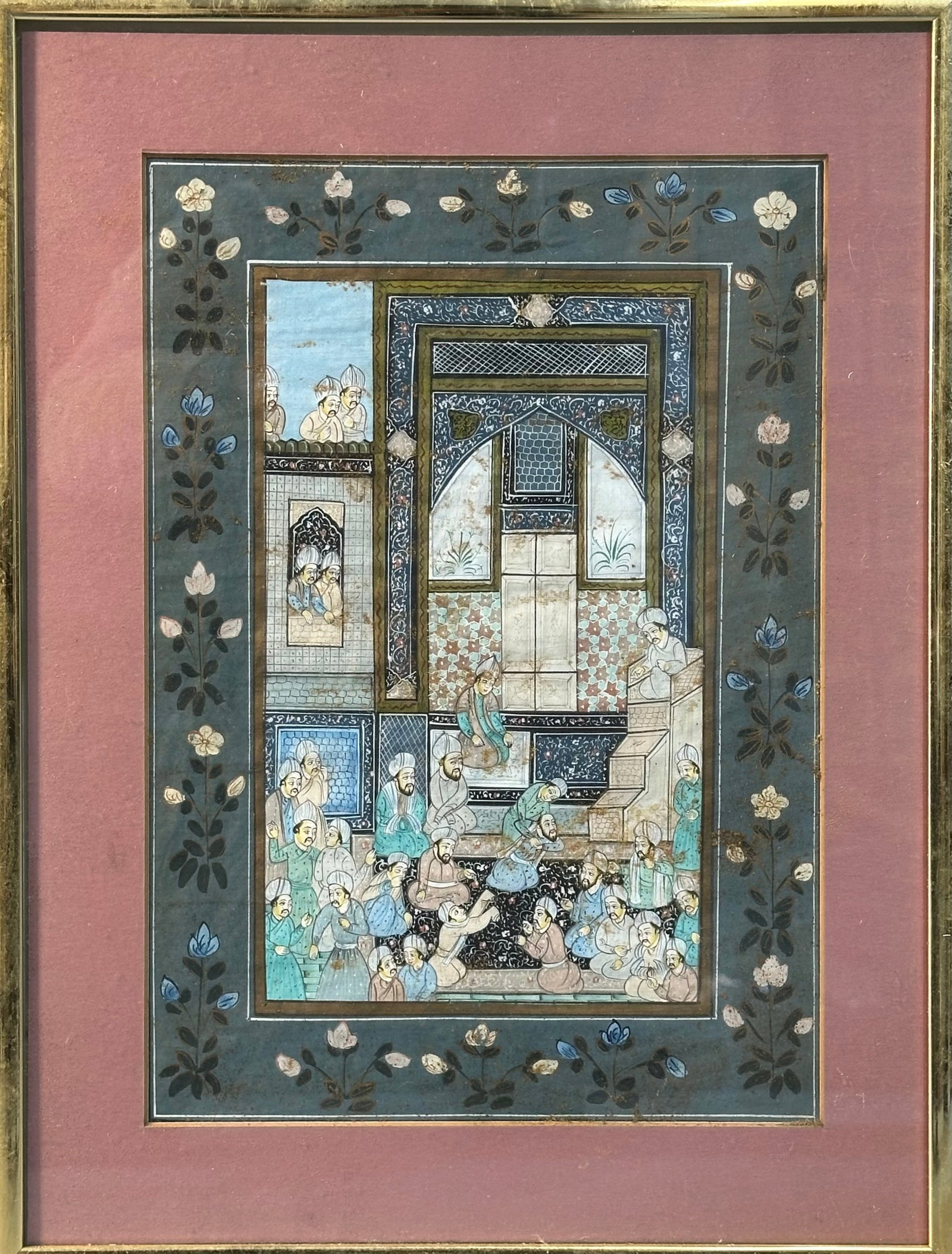 Antique Persian, Mughal Miniature Painting On Paper Circa 1900: Antique Persian, Mughal Miniature Painting On Paper Circa 1900. Size: 41 cms x 31 cms (16 ins x 12 ins). TORG AUCTIONS offers bespoke packing and international and domestic shipping logistics for sold