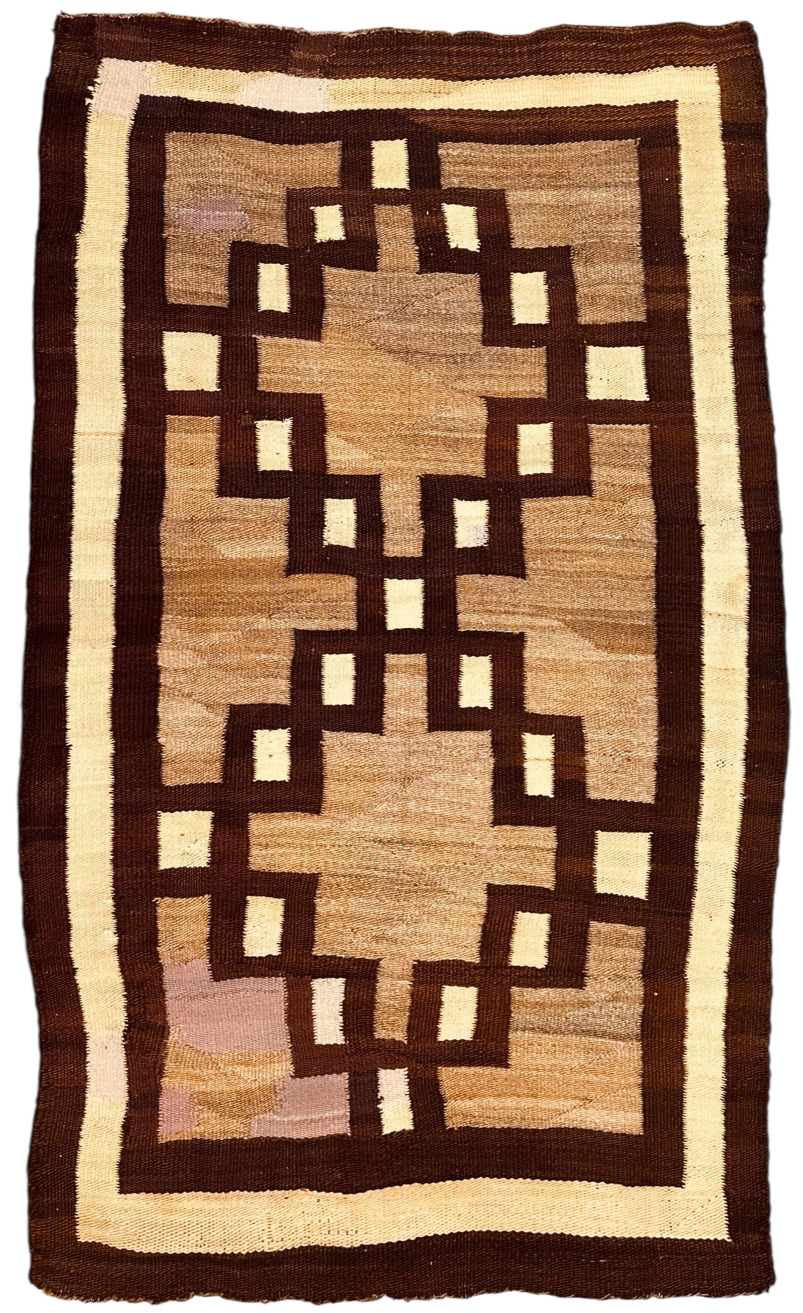 Antique Navajo Rug With Lazy Lines, Wool on Wool Foundation, Late 19th Century (1 of 4)