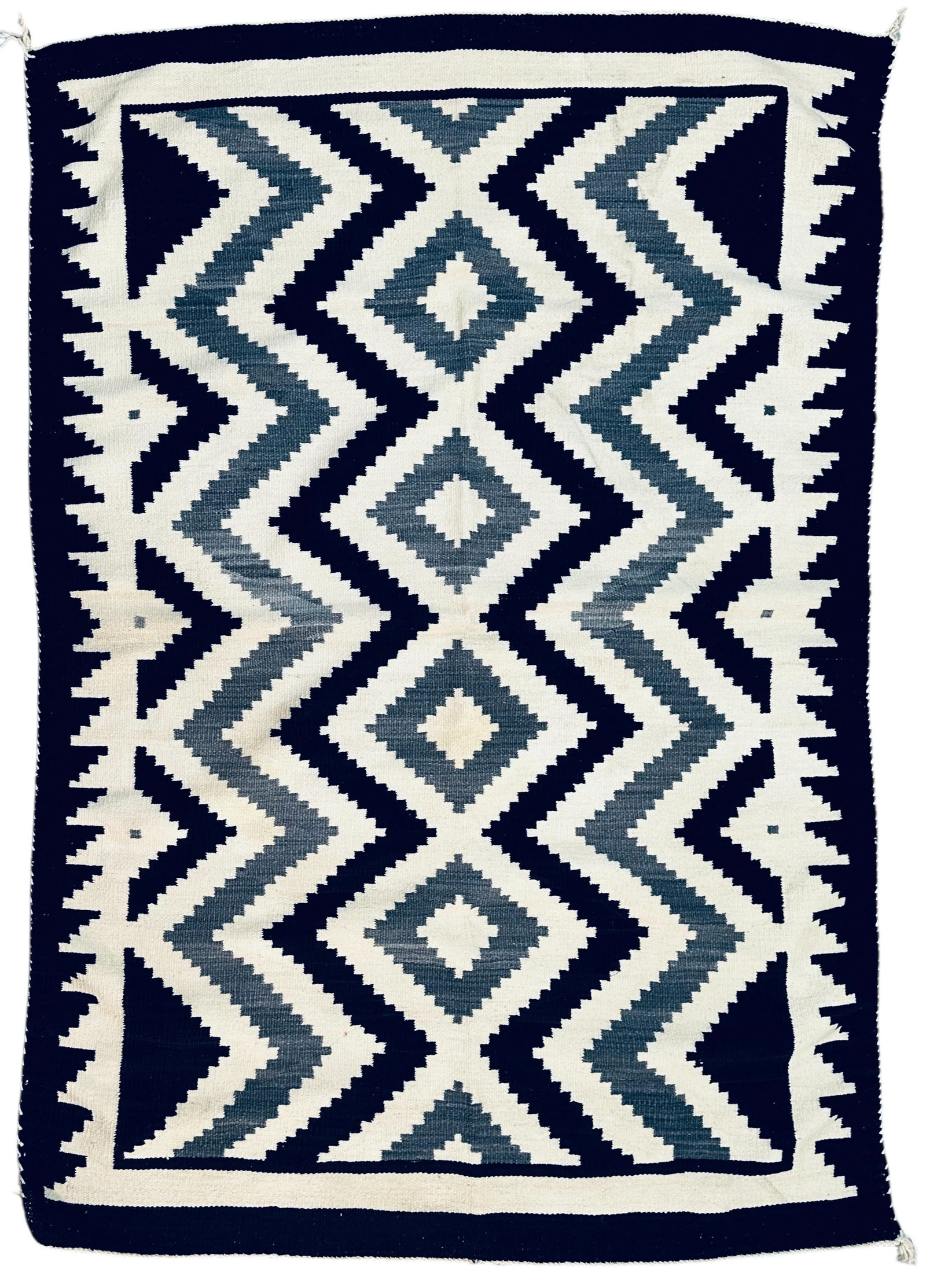 Antique Navajo Rug With Lazy Lines, Wool on Wool Foundation, Early 20th Century: Antique Navajo Rug With Lazy Lines, Wool on Wool Foundation, Early 20th Century. Size: 169 cm x 113 cm (66 ins x 44 ins). TORG AUCTIONS offers bespoke packing and international and domestic shipping l