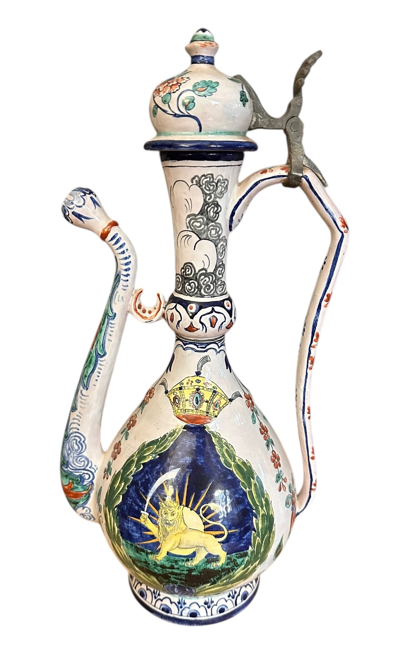 Antique European Ewer in Persian Qajar Style Circa 1880: Antique European Ewer in Persian Qajar Style Circa 1880. Size: 37 cm (15 ins). TORG AUCTIONS offers bespoke packing and international and domestic shipping logistics for sold items. Please contact us 