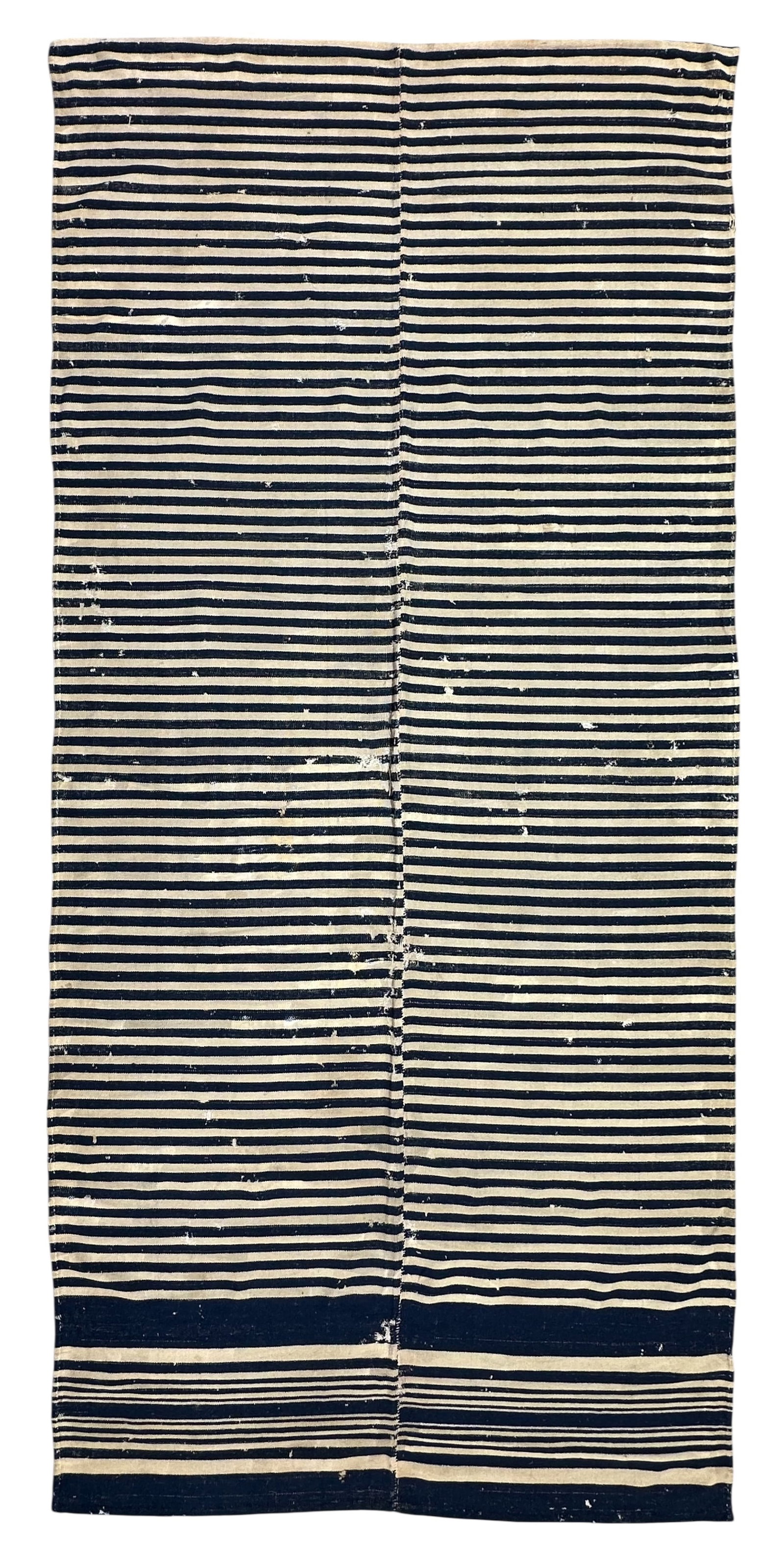 Rio Grande Banded Blanket Indigo Blue, Wool On Cotton Foundation Circa 1870 (1 of 5)