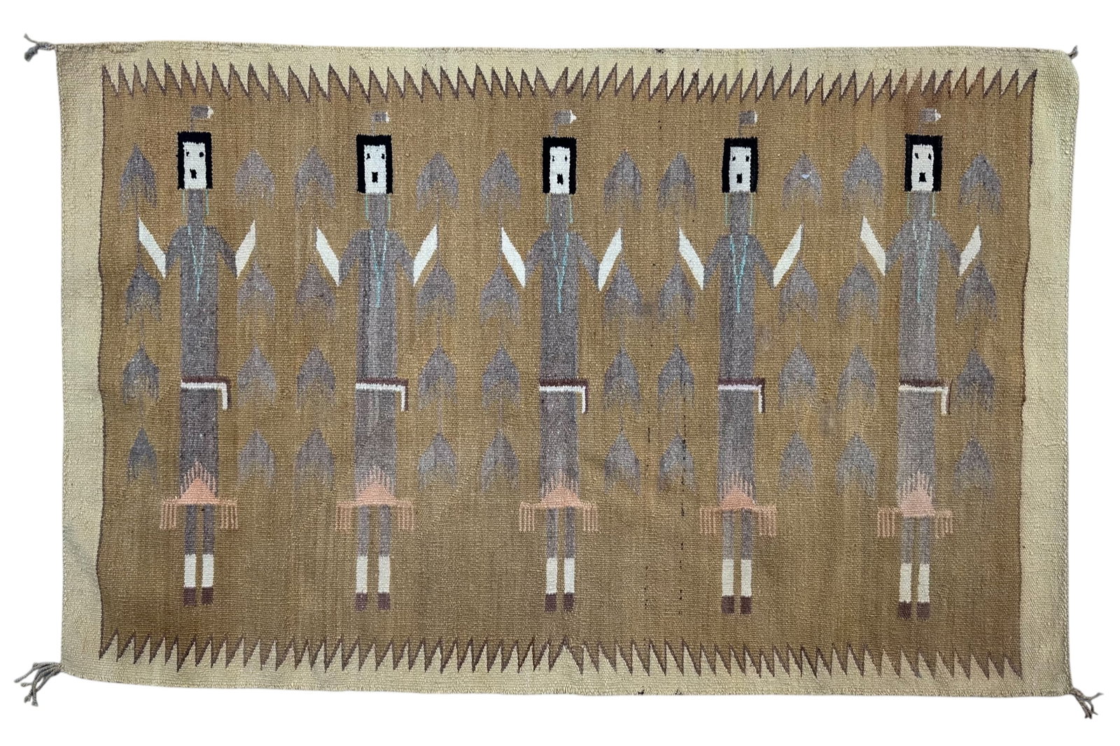 Antique Pictorial Navajo Mary Kee Yei Rug With Wool On Wool Foundation Circa 1940 (1 of 4)
