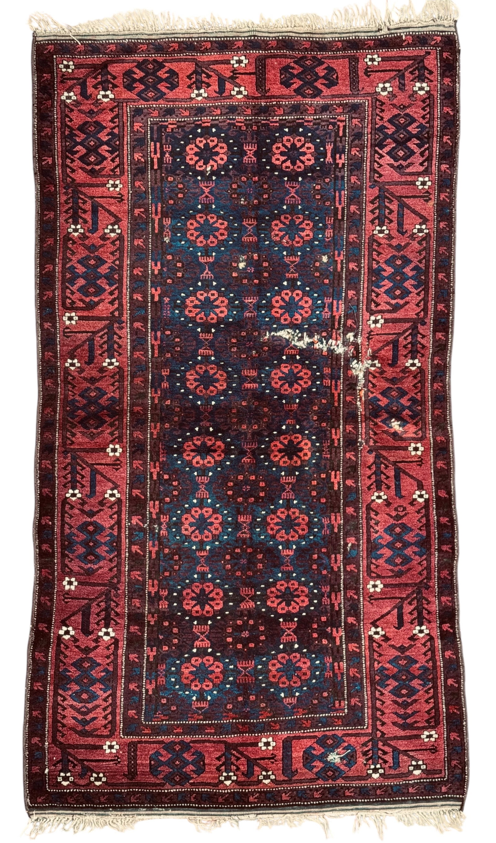 Antique Decorative Baluch Rug Wool On Wool Foundation Circa 1880: Antique Decorative Baluch Rug Wool On Wool Foundation Circa 1880. Size: 190 cm x 105 cm (75 ins x 41 ins). TORG AUCTIONS offers bespoke packing and international and domestic shipping logistics for so