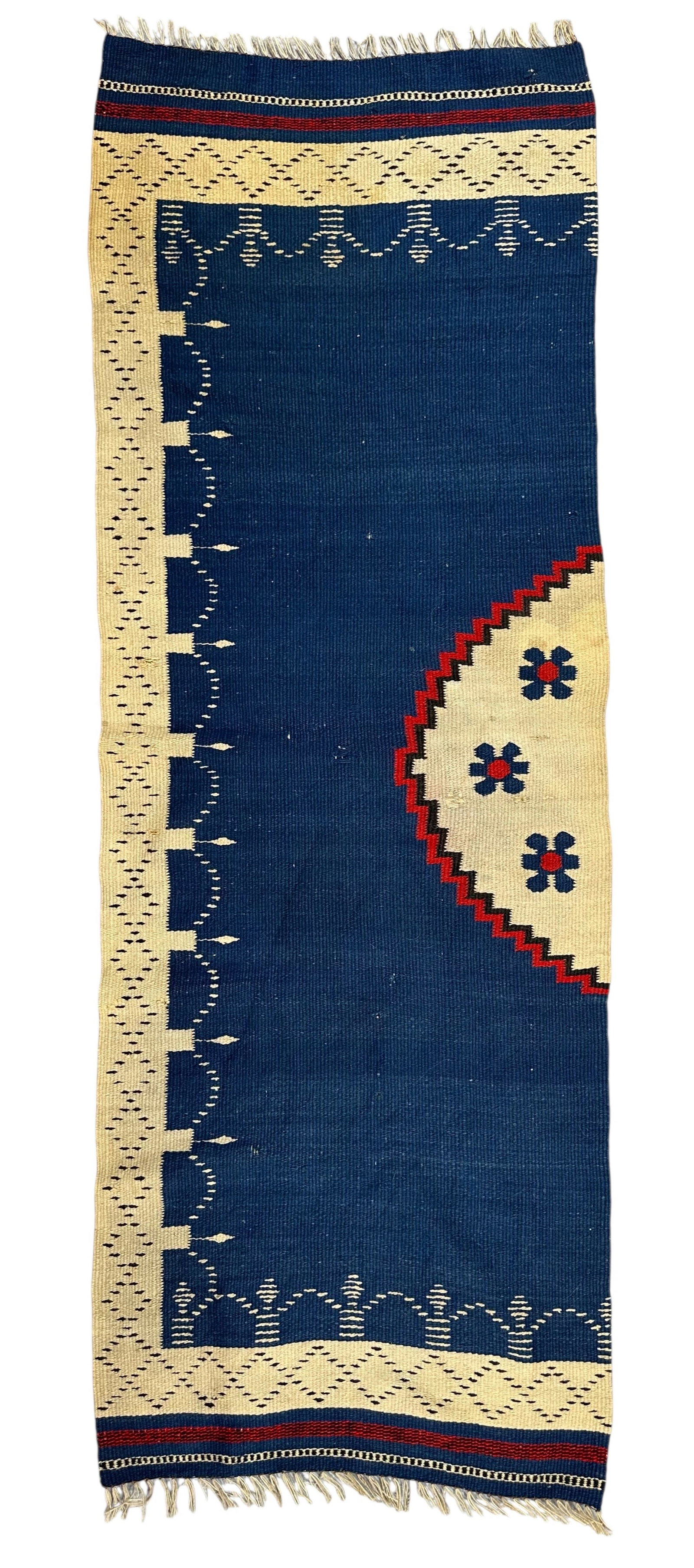 Antique One Panel of Mexican Wool On Wool Foundation Sarapes Circa 1900: Antique One Panel of Mexican Blue Indigo Wool On Wool Foundation Sarapes Circa 1900. Similar Item in Tom Kieft collection in Chicago Size: 156 cm x 56 cm (61.5 inc x 22 ins). TORG AUCTIONS offers besp