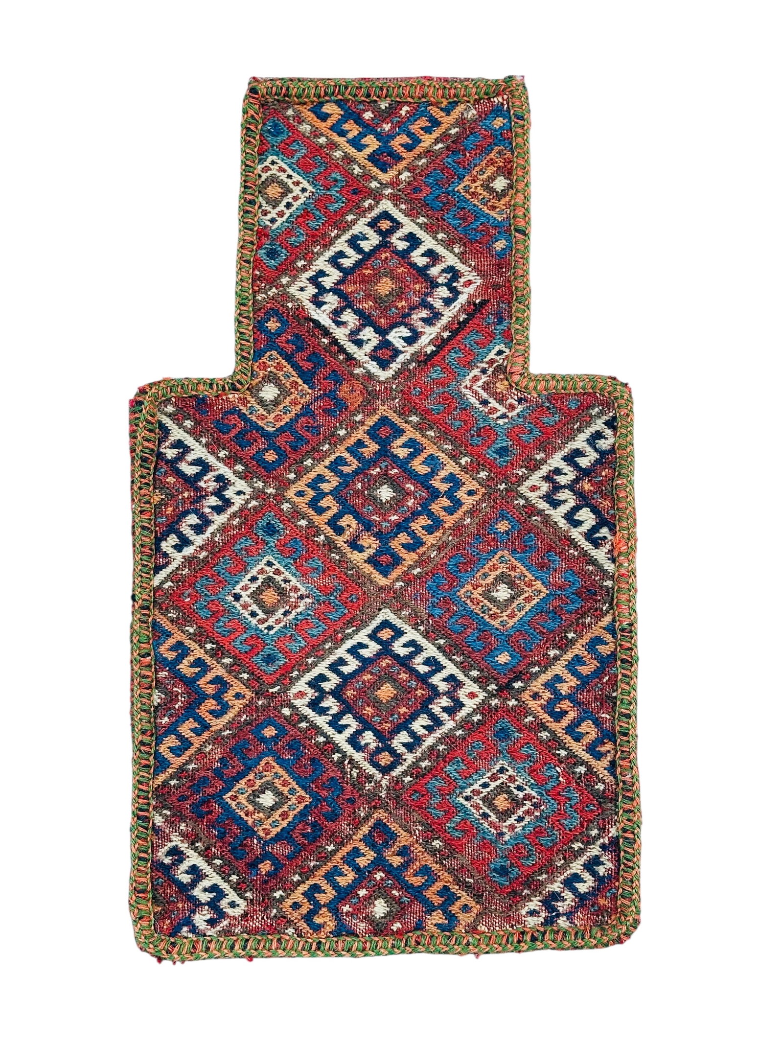 Antique Kurdish Salt Bag Wool On Wool Foundation Circa 1880: Antique Kurdish Salt Bag Wool On Wool Foundation Circa 1880. Size: 50 cm x 29 cm (19 inc x 11 ins). TORG AUCTIONS offers bespoke packing and international and domestic shipping logistics for sold item