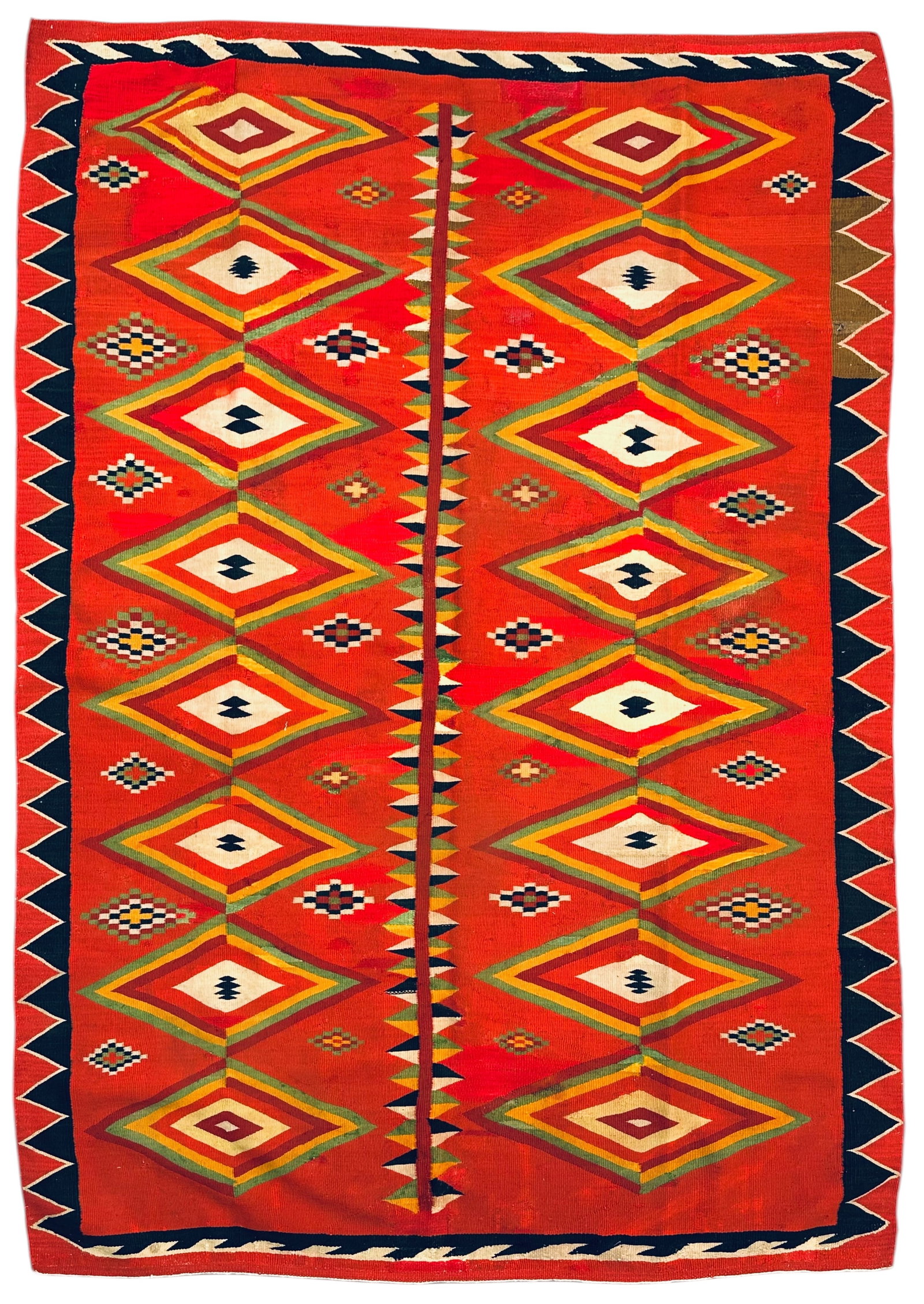 Extremely Fine Navajo Germantown Blanket Wool On Cotton Foundation Circa 1890: Extremely Fine Antique Navajo Germantown Blanket Wool On Cotton Foundation Circa 1890 Size: 186 cm x 130 cm (73 ins x 51 ins). TORG AUCTIONS offers bespoke packing and international and domestic shipp