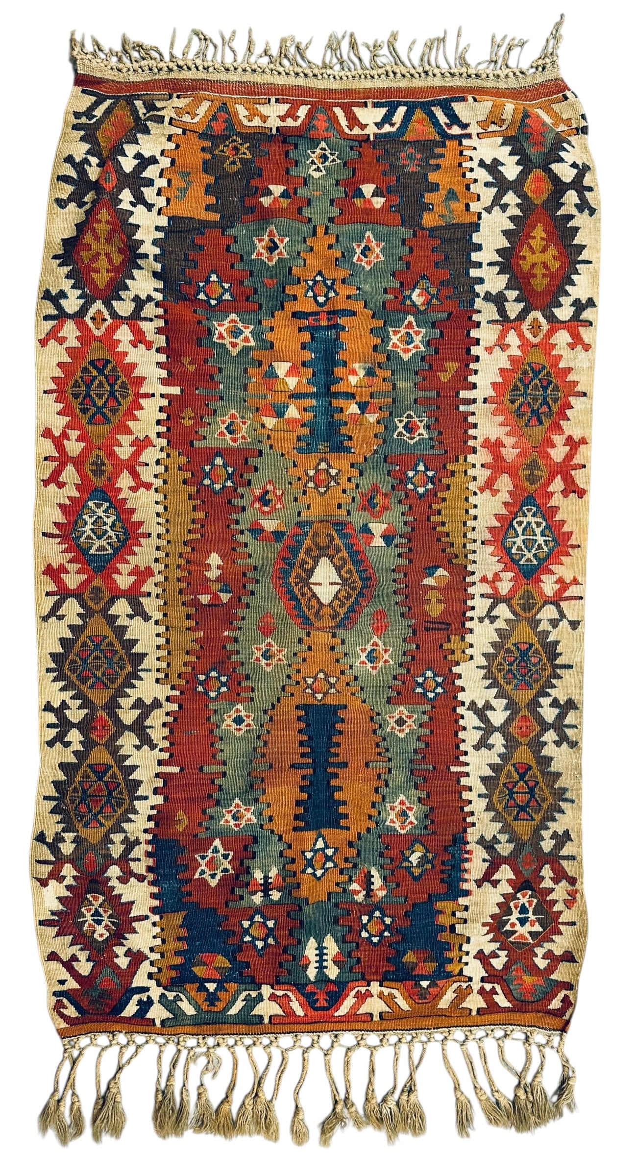 Antique Anatolian Kilim Wool On Wool Foundation Circa 1870: Antique Anatolian Kilim Wool On Wool Foundation Circa 1870. Size: 155 cm x 91 cm ( 61 ins x 36 ins). TORG AUCTIONS offers bespoke packing and international and domestic shipping logistics for sold ite